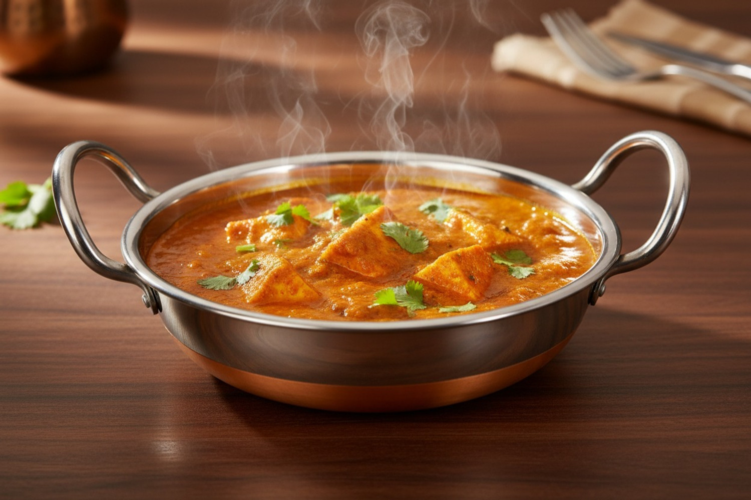 Image of KICHENLY Copper Bottom Stainless Steel Kadhai Pot Pans with Handle Kadhai 25 cm diameter 4.5 L capacity
