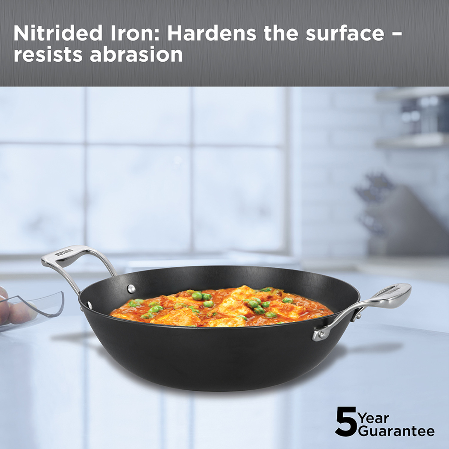Image of Hawkins Futura Ironman Slim Cast Iron Kadai (IMK40G) Kadhai 29 cm diameter with Lid 4 L capacity