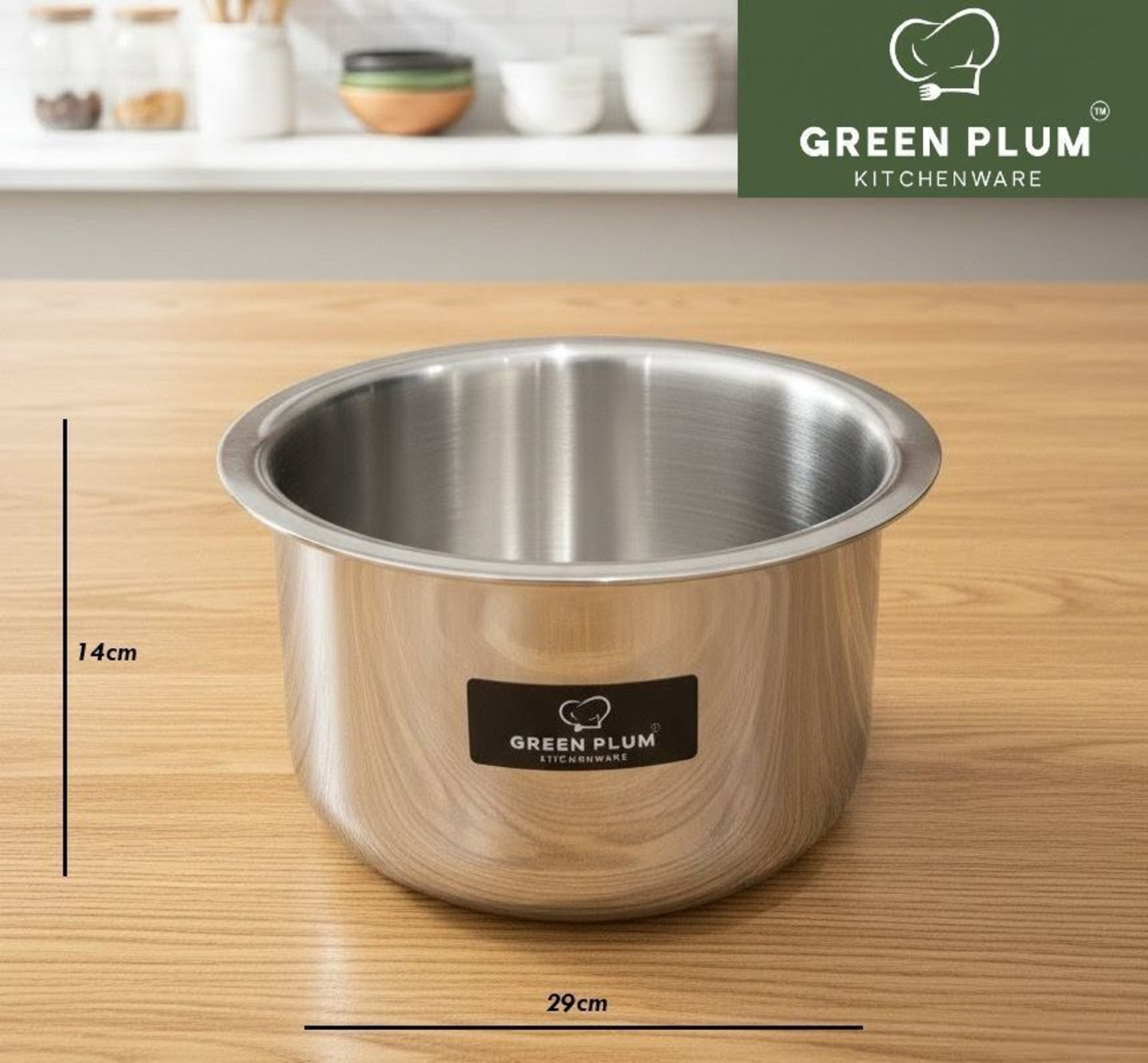 Image of GREEN PLUM GreenPlum Triply Tope /Bhagona /Patila 5 L capacity 24 cm diameter