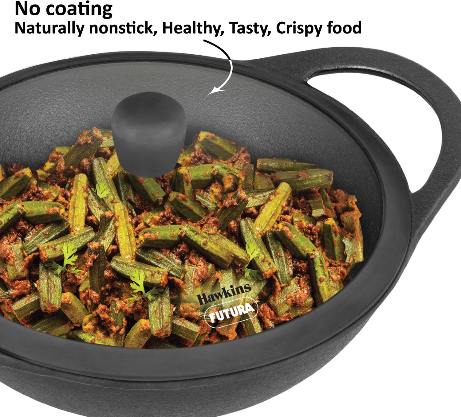 Image of Hawkins Futura Deep Fry Pan with Glass Lid (CIK35G) Kadhai 26 cm diameter with Lid 3.5 L capacity