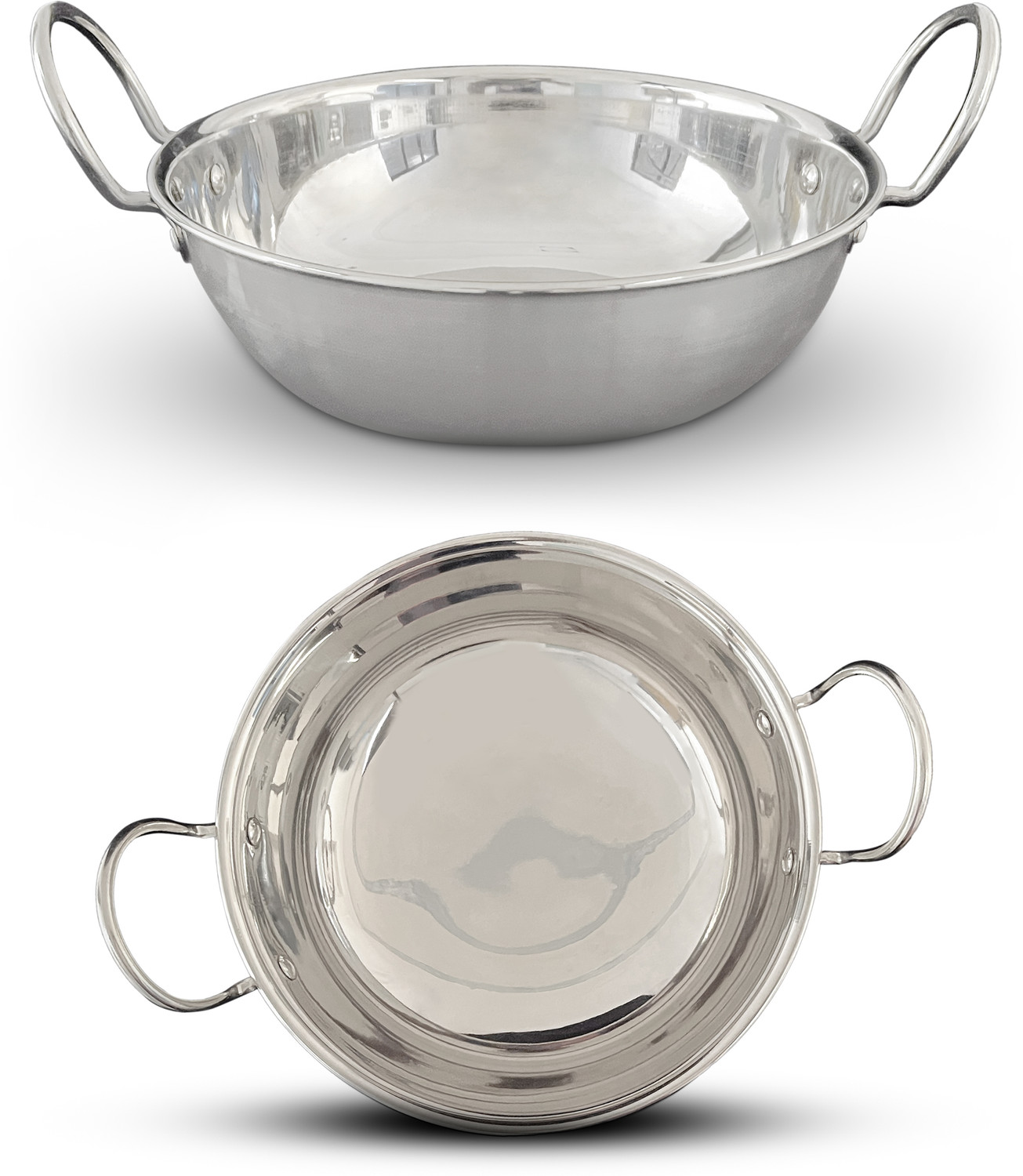 Image of Bombay Kookware Stainless Steel Kadhai /Cookware Kadhai 2500 ML Without Lid for Cooking Kadhai 28 cm diameter 2.5 L capacity