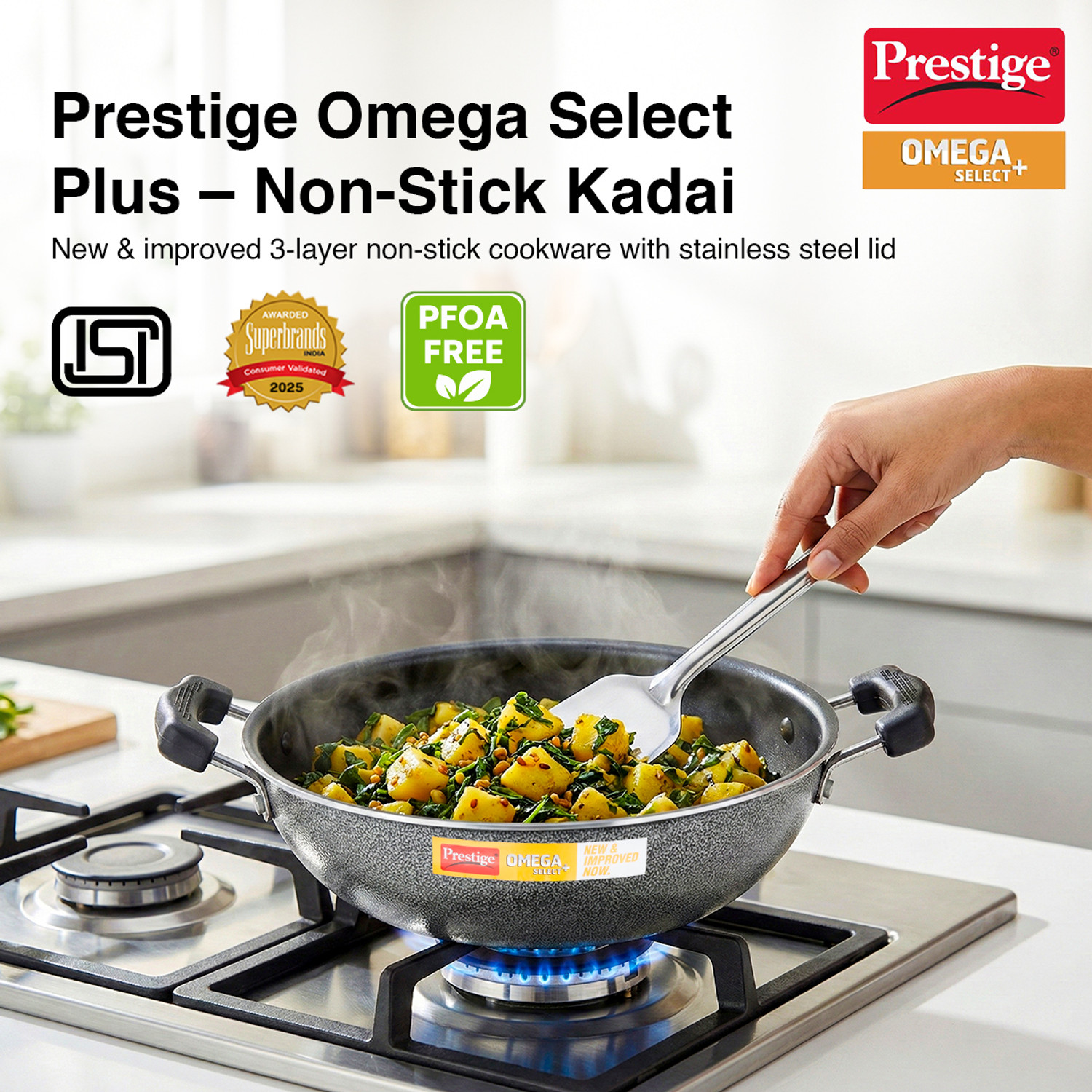Image of Prestige Omega Select Plus Kadhai 25 cm diameter 1 L capacity