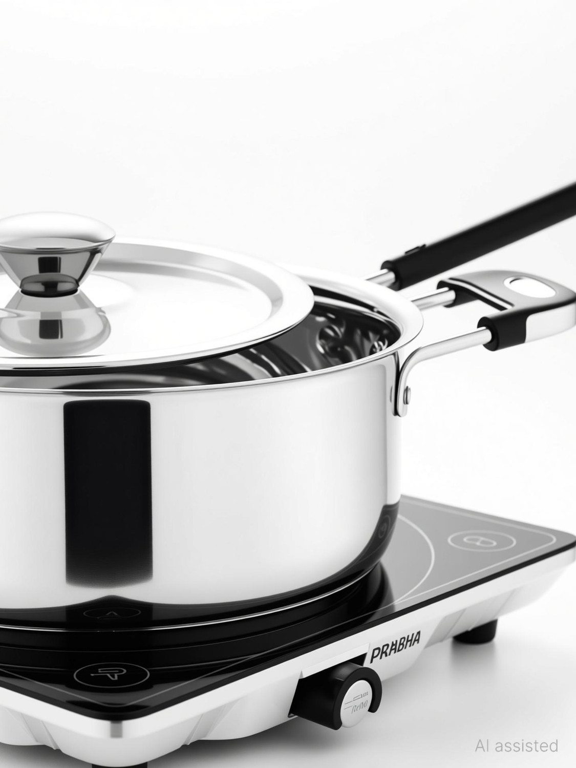Image of PRABHA Saucepan | Saucepan Stainless Steel | Saucepan Induction Base | Multipurpose Use Sauce Pan 16.2 cm diameter with Lid 1.6 L capacity