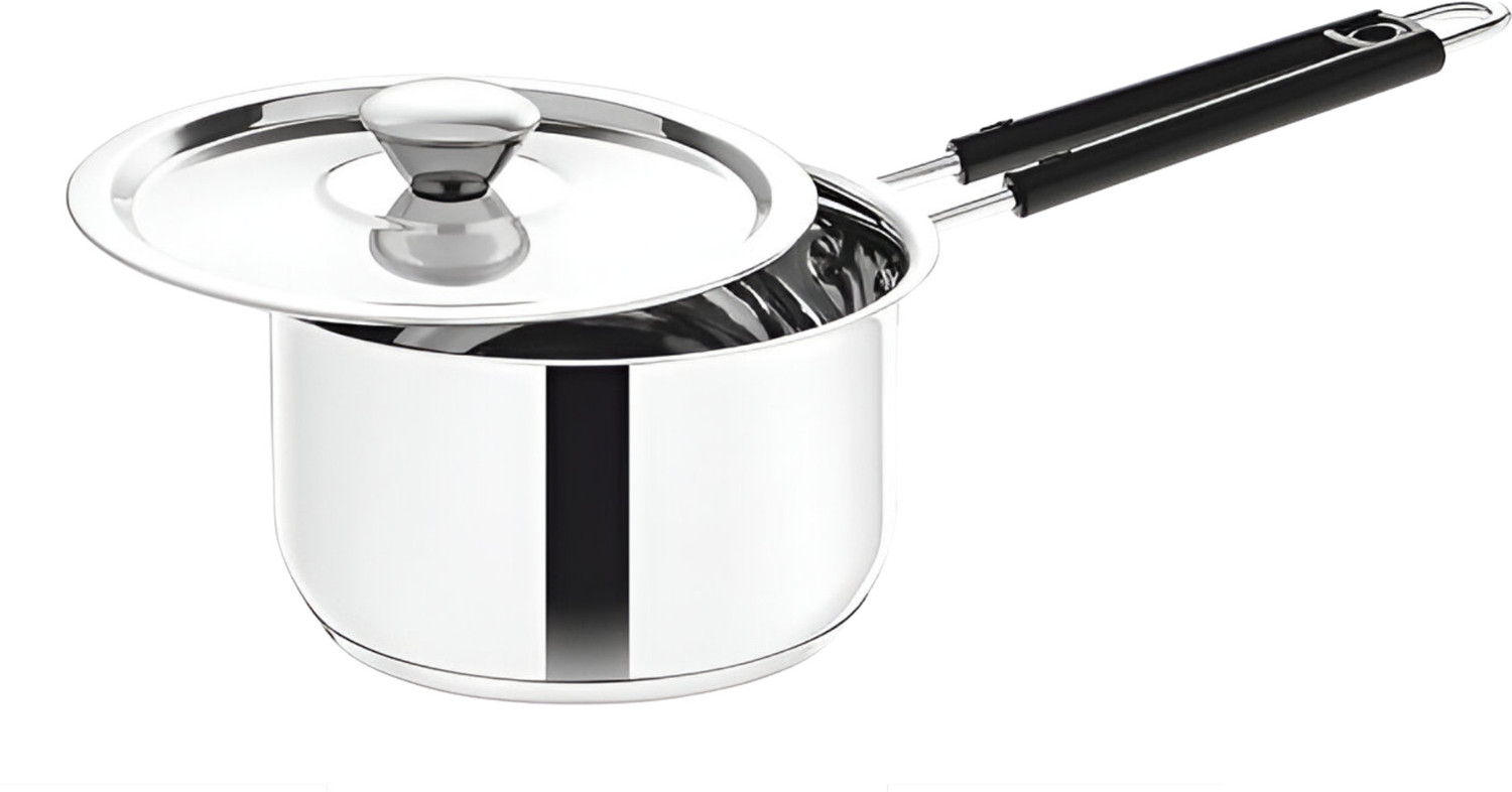 Image of PRABHA Saucepan | Saucepan Stainless Steel | Saucepan Induction Base | Multipurpose Use Sauce Pan 16.2 cm diameter with Lid 1.6 L capacity