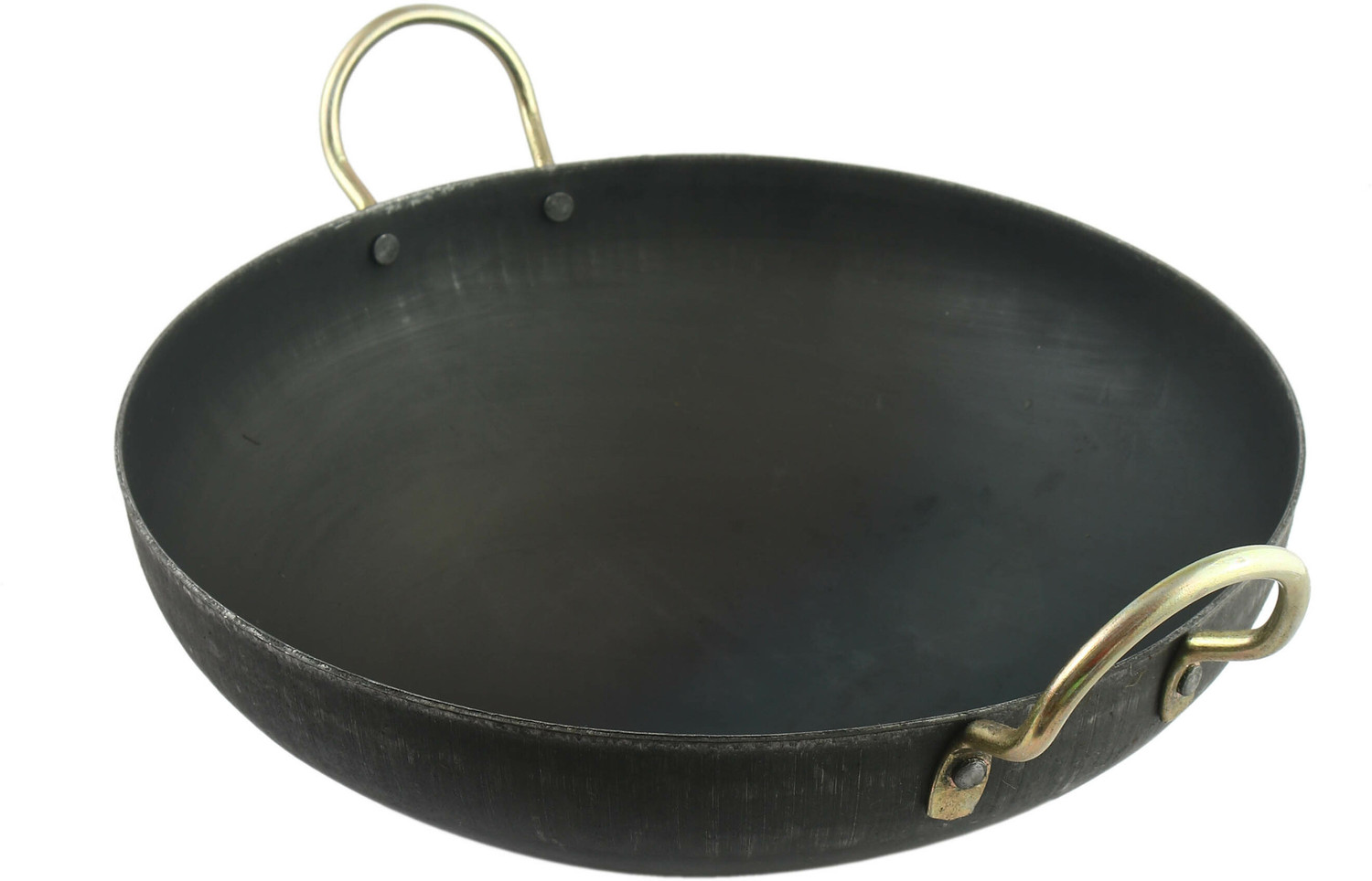 Image of KITCHEN SHOPEE iron deep Kadai Frying Pan Kadhai for cooking Heavy Base Kadhai 8 inch Kadhai 33 cm diameter 5 L capacity