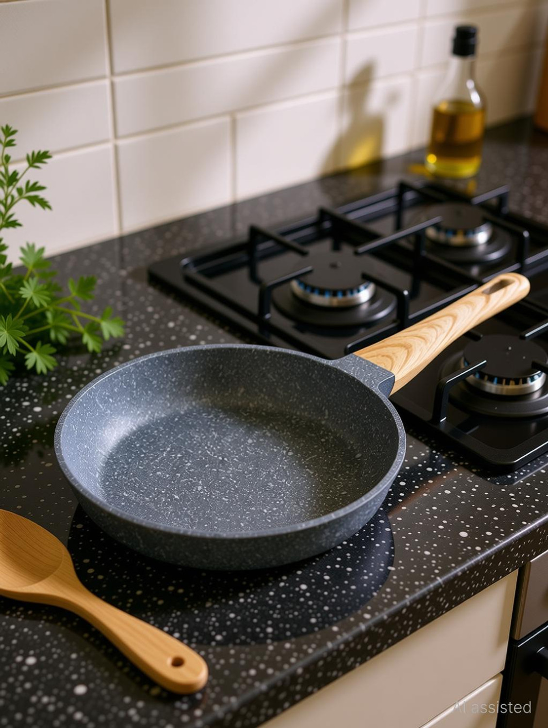 Image of curry leaf KEONA MARBLE Fry Pan 24 cm diameter 2 L capacity