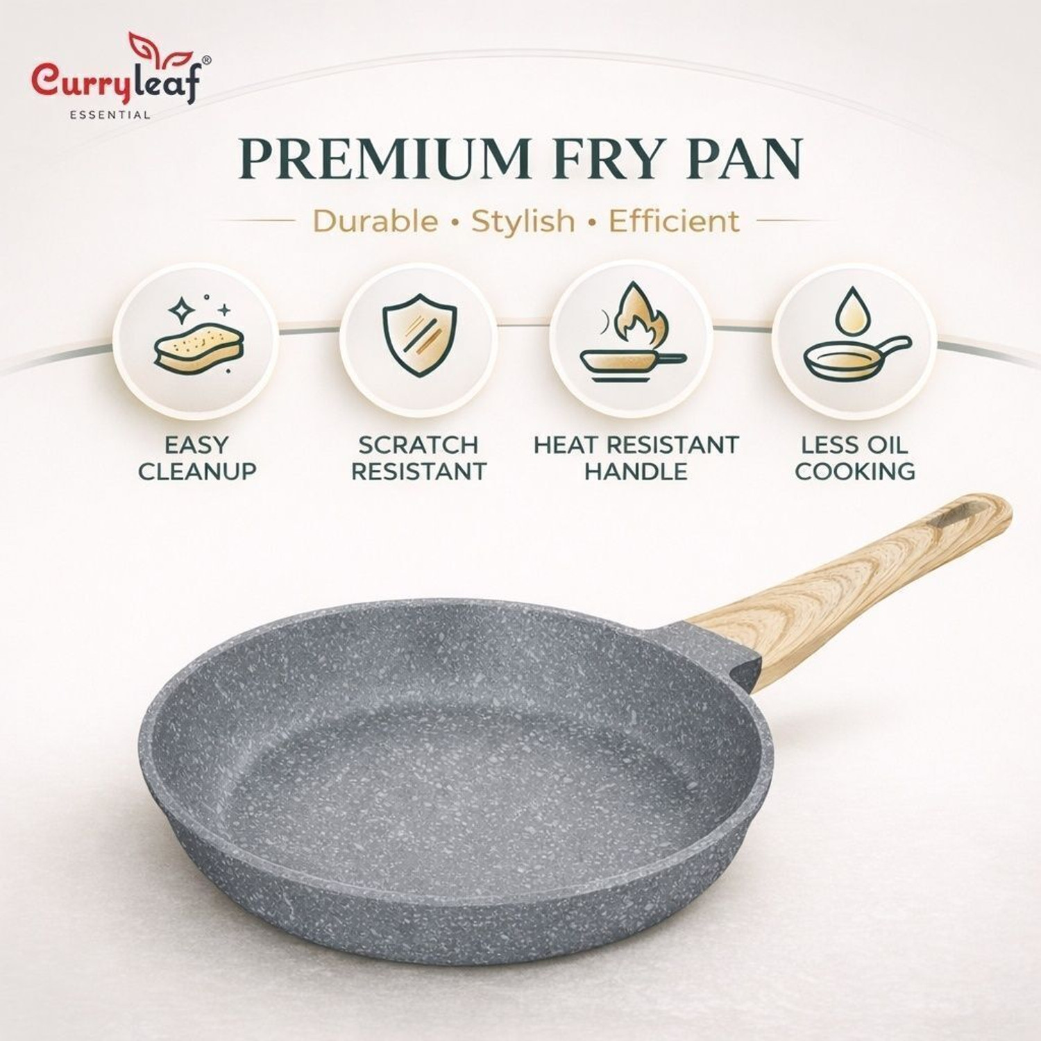 Image of curry leaf KEONA MARBLE Fry Pan 24 cm diameter 2 L capacity