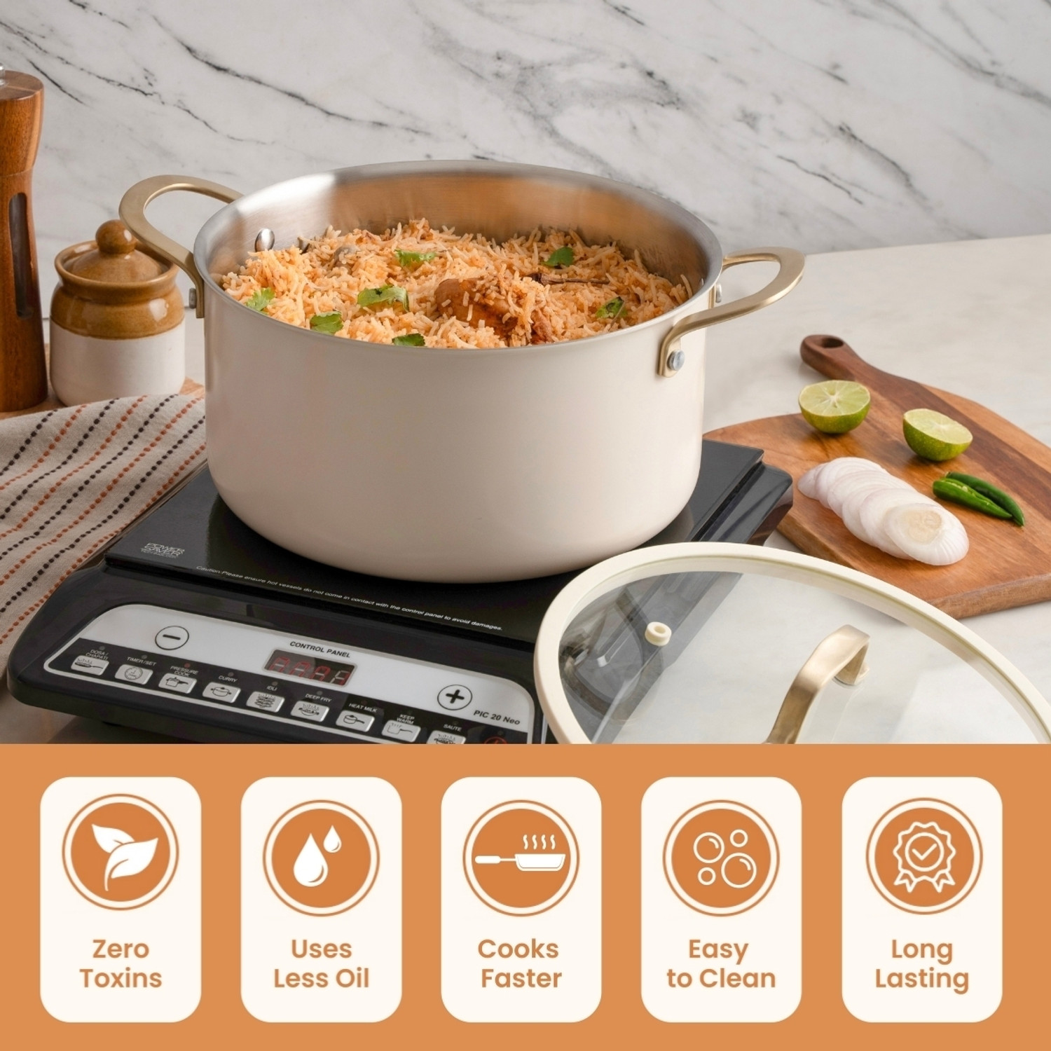 Image of CaROTE Carote Triply California Casserole Pot 24 cm diameter 2.4 L capacity with Lid