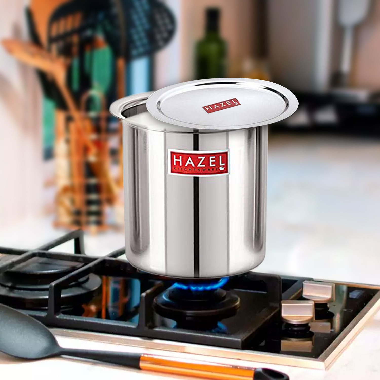 Image of HAZEL Steel Milk Pot with Lid Stainless Steel Milk Boiler Container Milk Boiling Tope /Bhagona /Patila Set with Lid 1.8 L capacity 16 cm diameter
