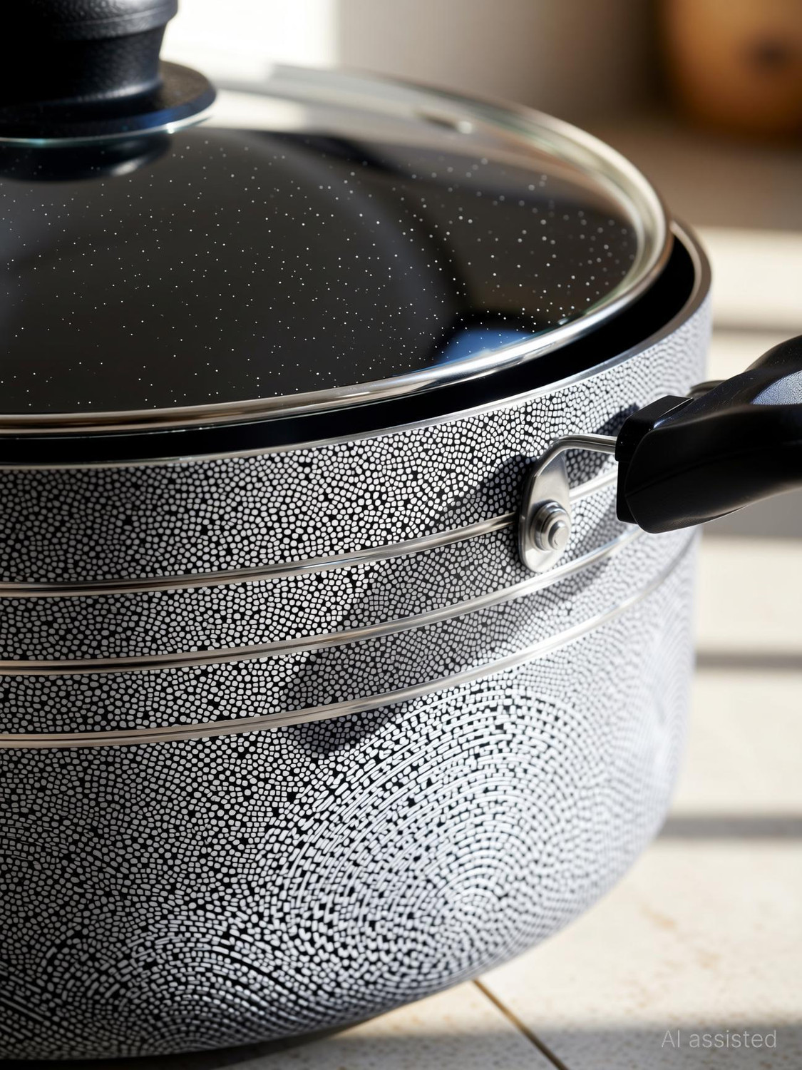 Image of KenBerry Signature Granite Finish Non Stick Cookware Casserole Biryani Pot 24 cm diameter 5 L capacity with Lid