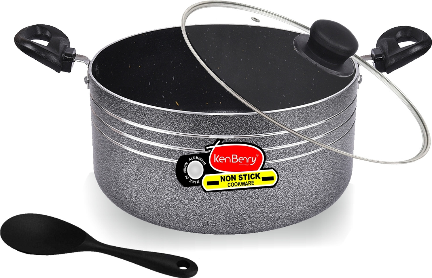 Image of KenBerry Signature Granite Finish Non Stick Cookware Casserole Biryani Pot 24 cm diameter 5 L capacity with Lid