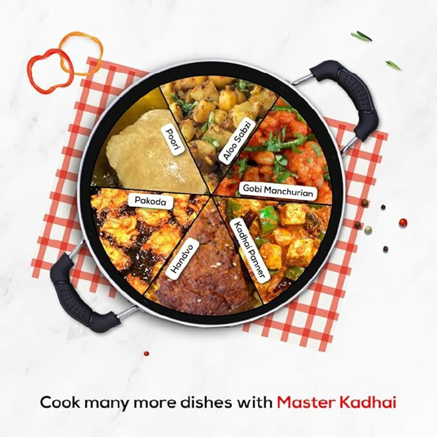 Image of PATALSEVA Non‑Stick Kadai 2.6 mm 4‑Layer Coating |Tempered Glass Lid | 2.5 L Capacity Kadhai 27 cm diameter with Lid 2.5 L capacity