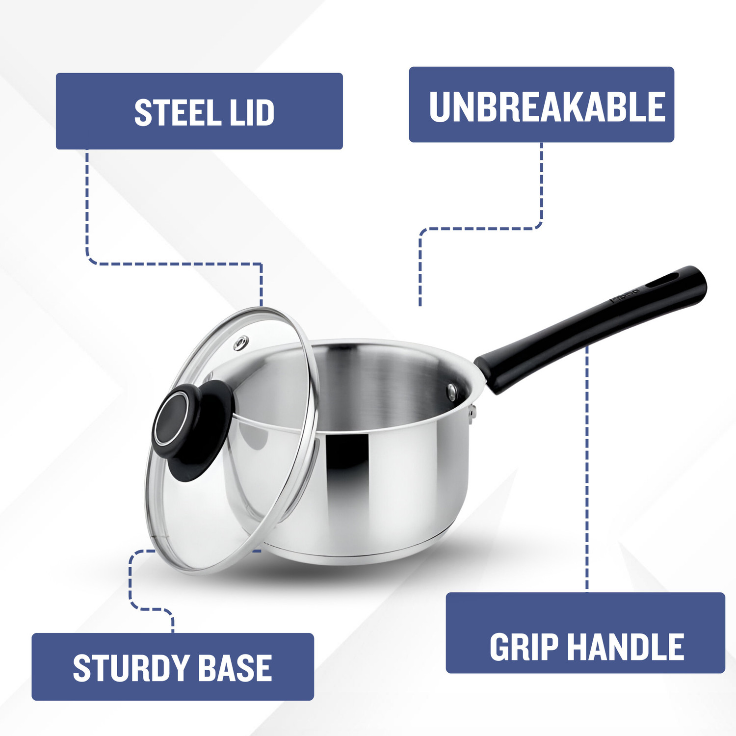 Image of PRABHA by Prabha Saucepan | Saucepan Stainless Steel | Saucepan with lid | For Multipurpose Use Sauce Pan 16 cm diameter with Lid 1.5 L capacity