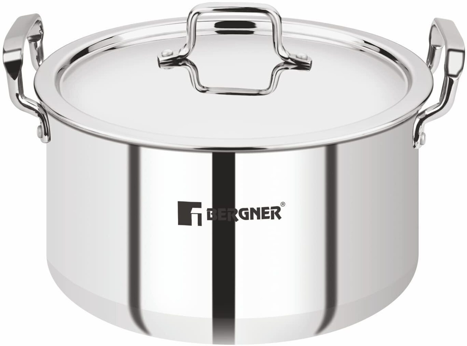 BERGNER Tripro Triply Stainless Steel Biryani Pot / Handi / Casserole Pot 28 cm diameter 7 L capacity with Lid