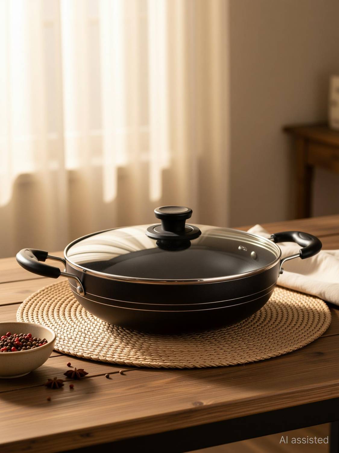 Greenchef RIO Kadhai 24 cm diameter with Lid 2 L capacity