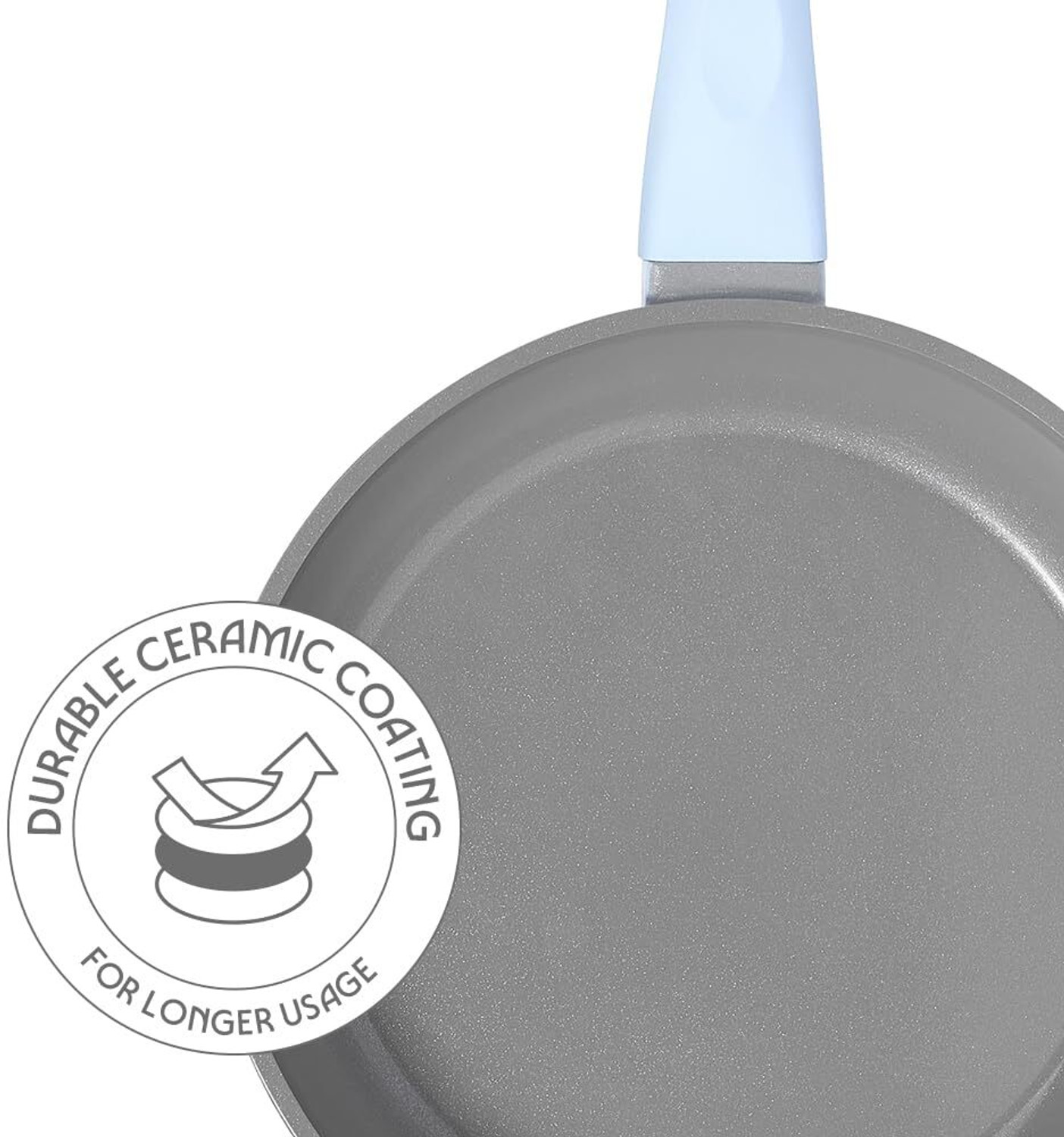 Image of BOROSIL 1.1L (22cm) Ceramic Vajra Series Fry Pan, Gas Stove & Induction Compatible Fry Pan 22 cm diameter 1.1 L capacity