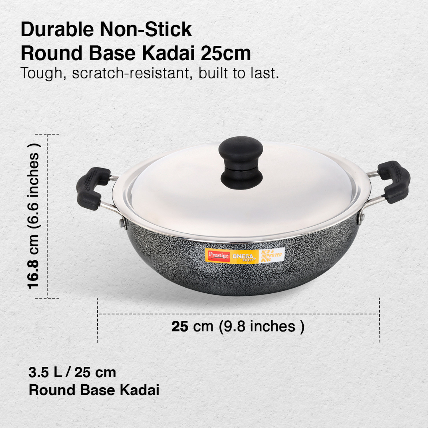 Image of Prestige Select Plus Kadhai 25 cm diameter 3.5 L capacity (Aluminium, Non-stick)