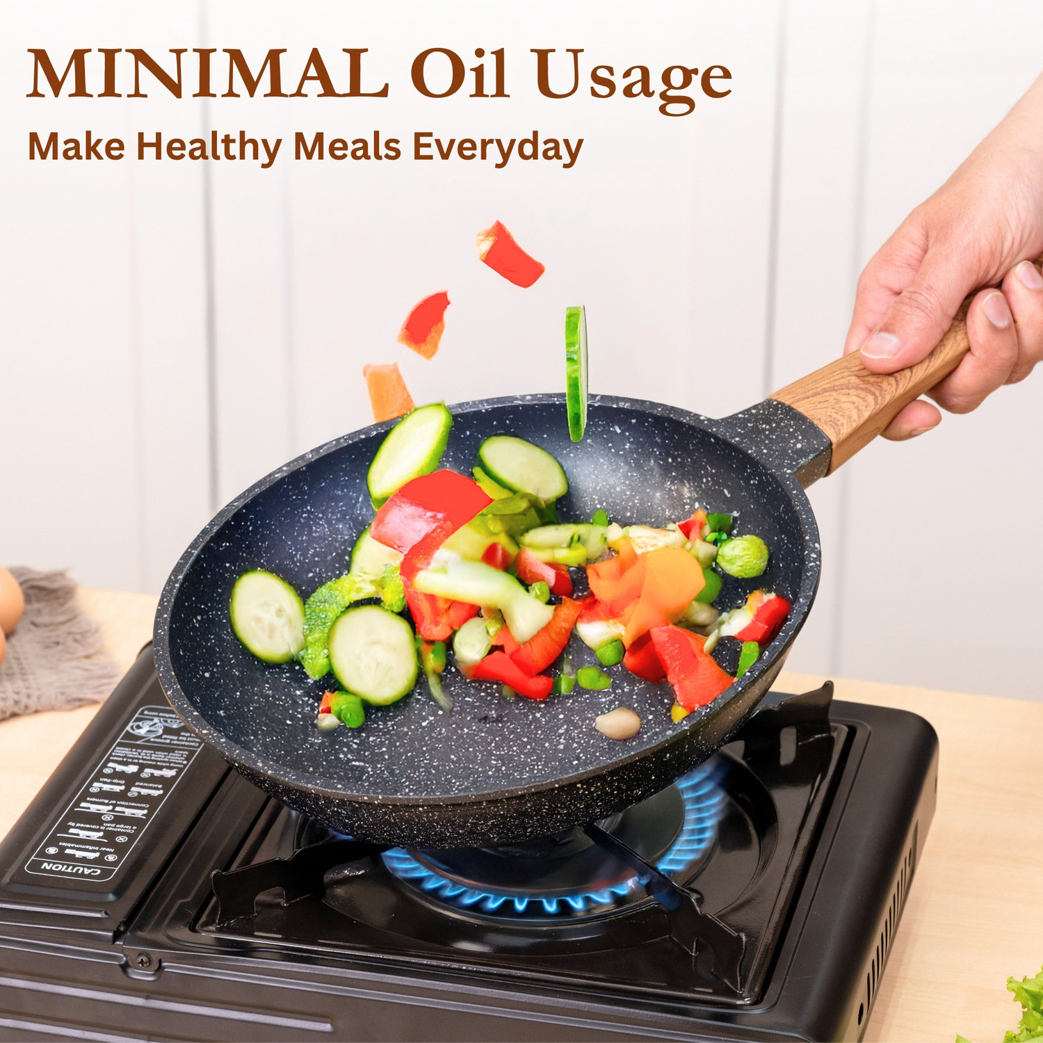Image of Kreme CeraStone Granite Fry Pan 24 cm diameter 1.7 L capacity (Aluminium, Non-stick, Induction Bottom)