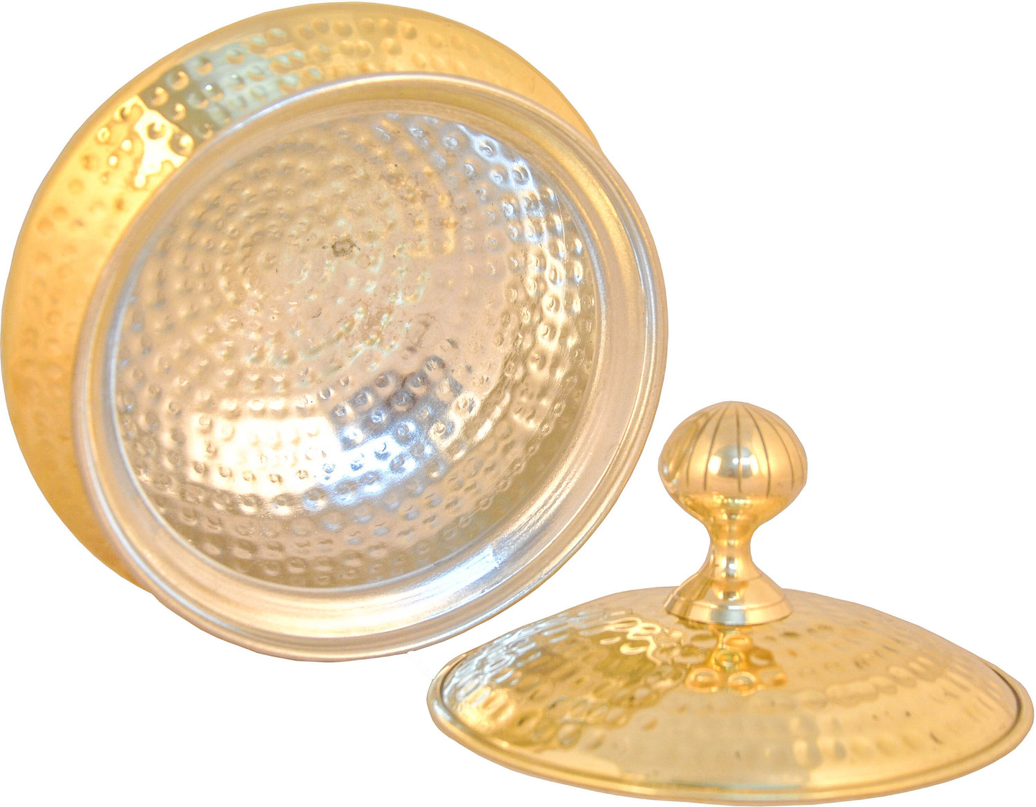 Image of Shivshakti Arts Brass Hammered Biryani Handi Chaffing Dish Patili with Lid,Tin Lining,Cookware Handi 4 L with Lid