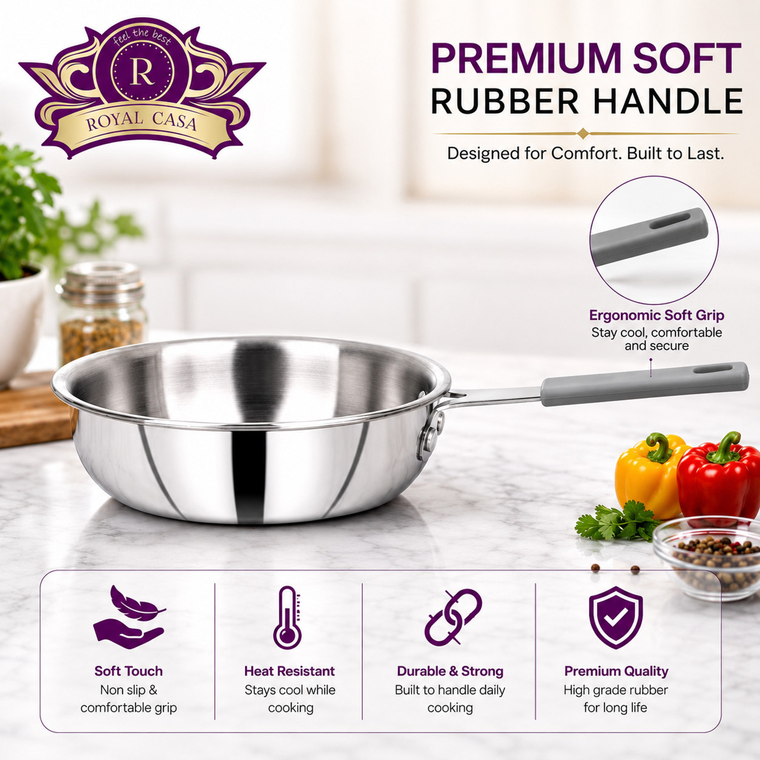 Image of ROYAL CASA The Chef's Choice Premium Triply Mini Fry Pan Fry Pan 12 cm diameter 0.25 L capacity