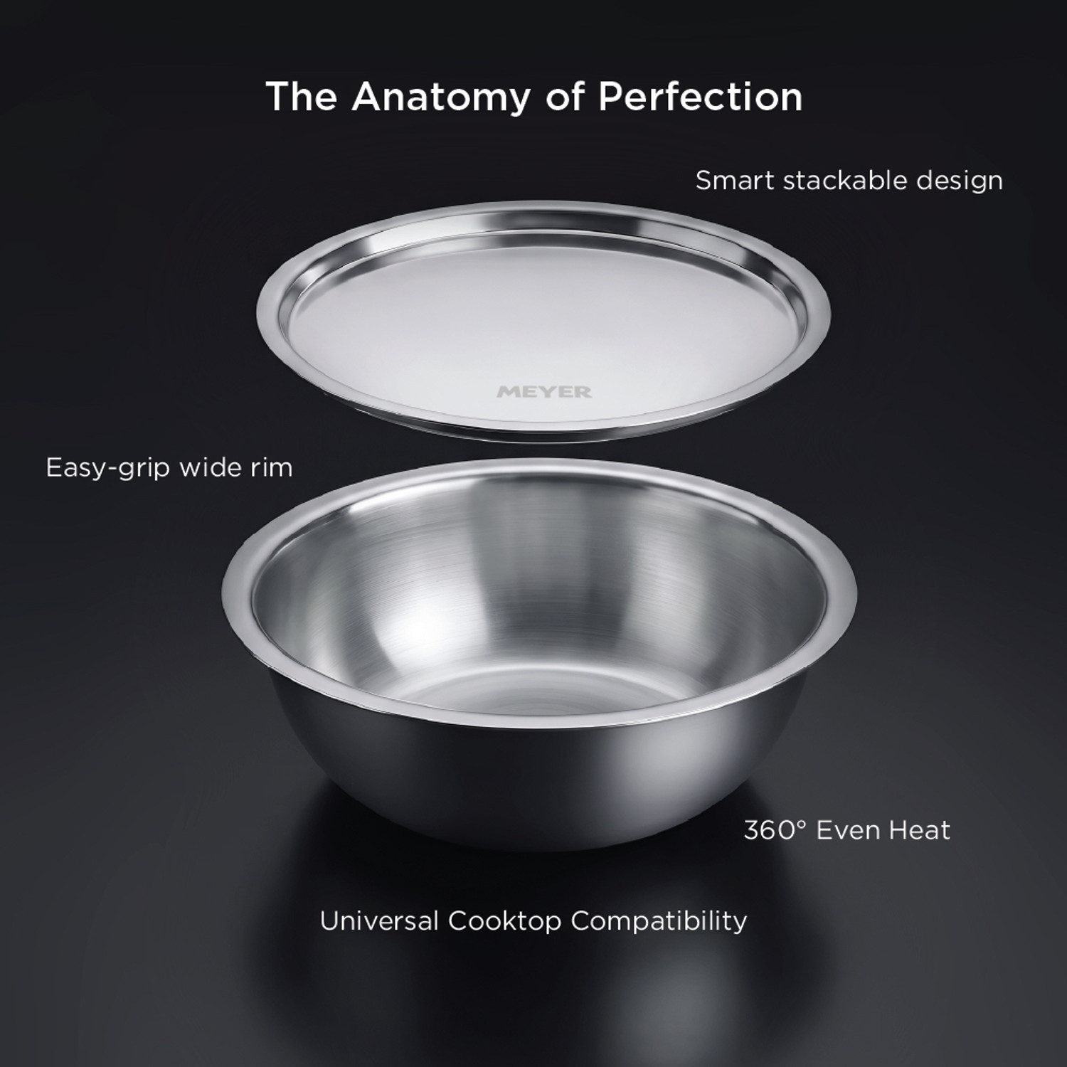 Image of Meyer Trivantage Pro Triply Stainless Steel Tasla with Lid |SS 304 Grade Cookware Tasla with Lid 1.75 L capacity 20 cm diameter