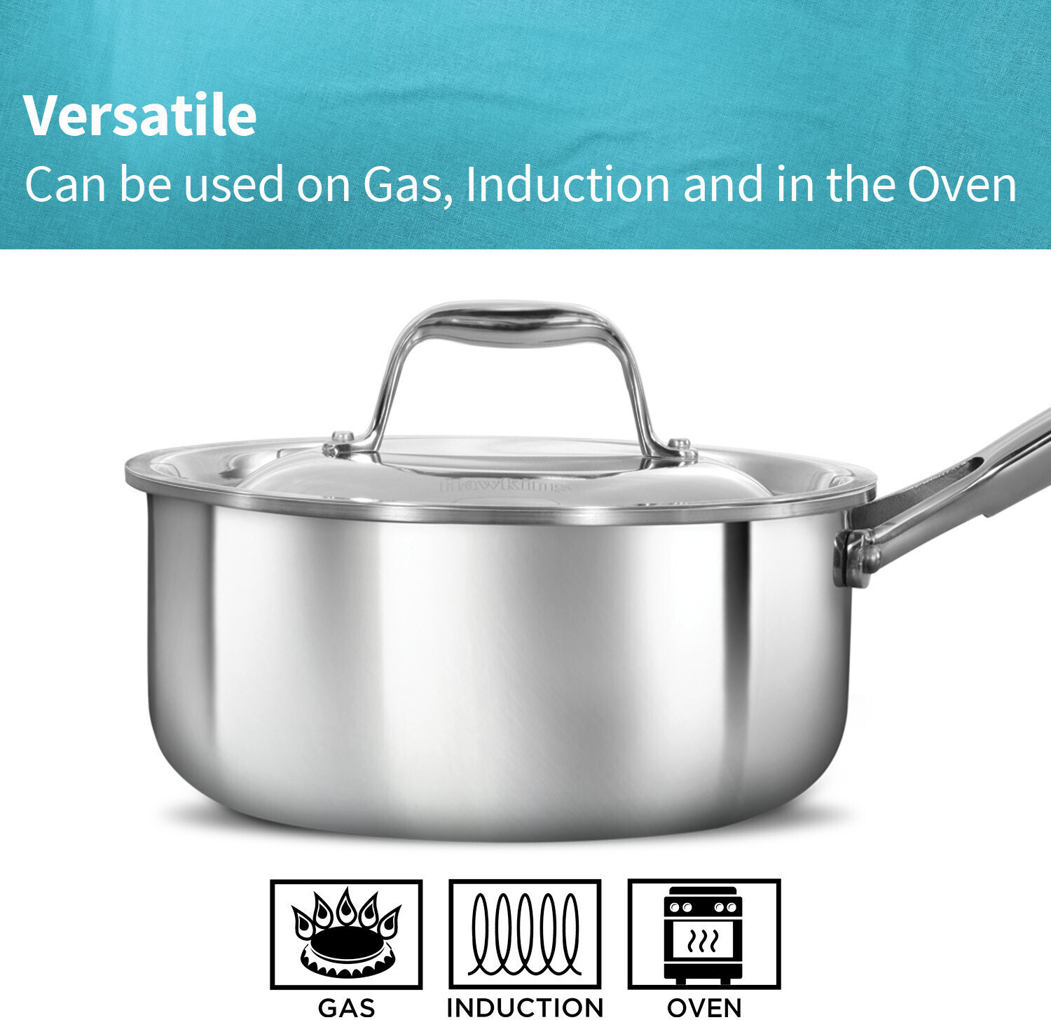 Image of Hawkins Pro 1.5 L Sauce Pan, TriPly Stainless Steel Tea Pan / Milk Pan, Silver (PSSP15S) Sauce Pan 16 cm diameter with Lid 1.5 L capacity