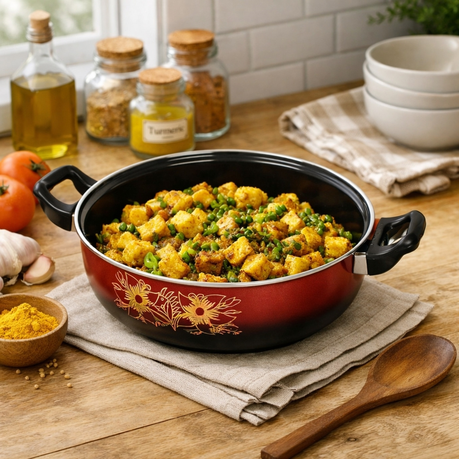 Image of My Store Chef'sLove Nonstick Brown Kadhai |26cm / 3.4L| Induction Base | Premium Kitchen Kadhai 26 cm diameter 3.4 L capacity (Iron, Non-stick, Induction Bottom)