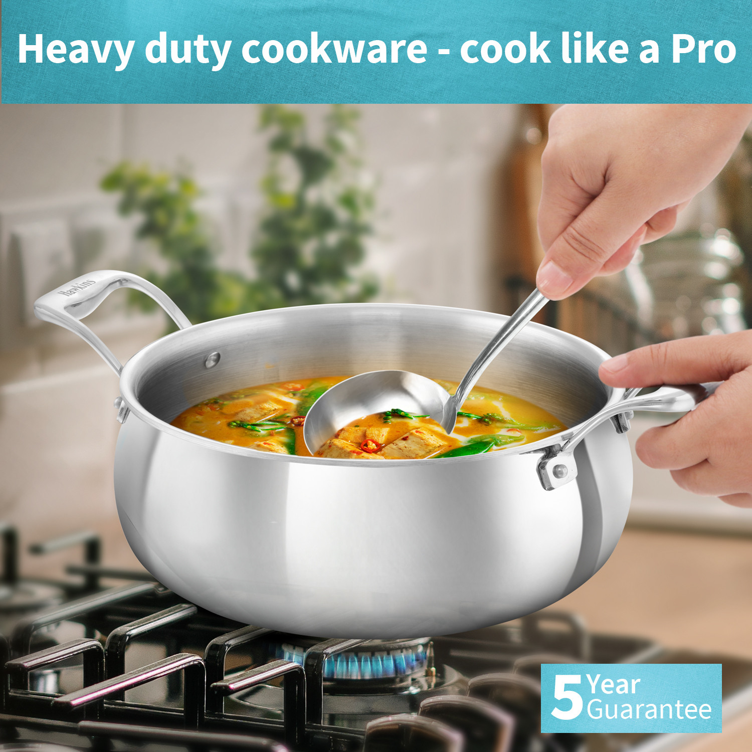 Image of Hawkins Pro for Cooking and Serving Biryani (PSH50S) Handi 5 L with Lid