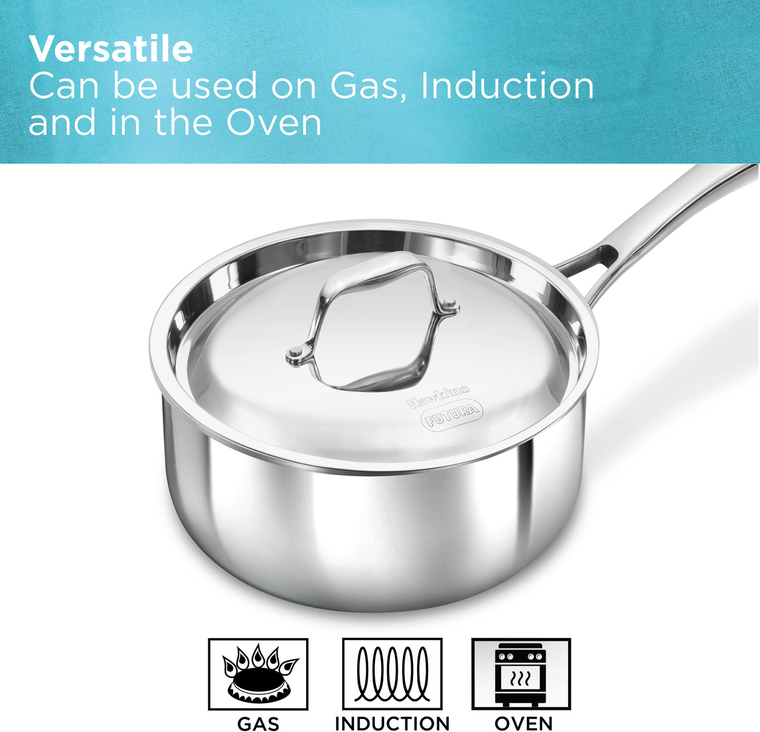 Image of Hawkins Sauce Pan 13 cm diameter with Lid 2.5 L capacity