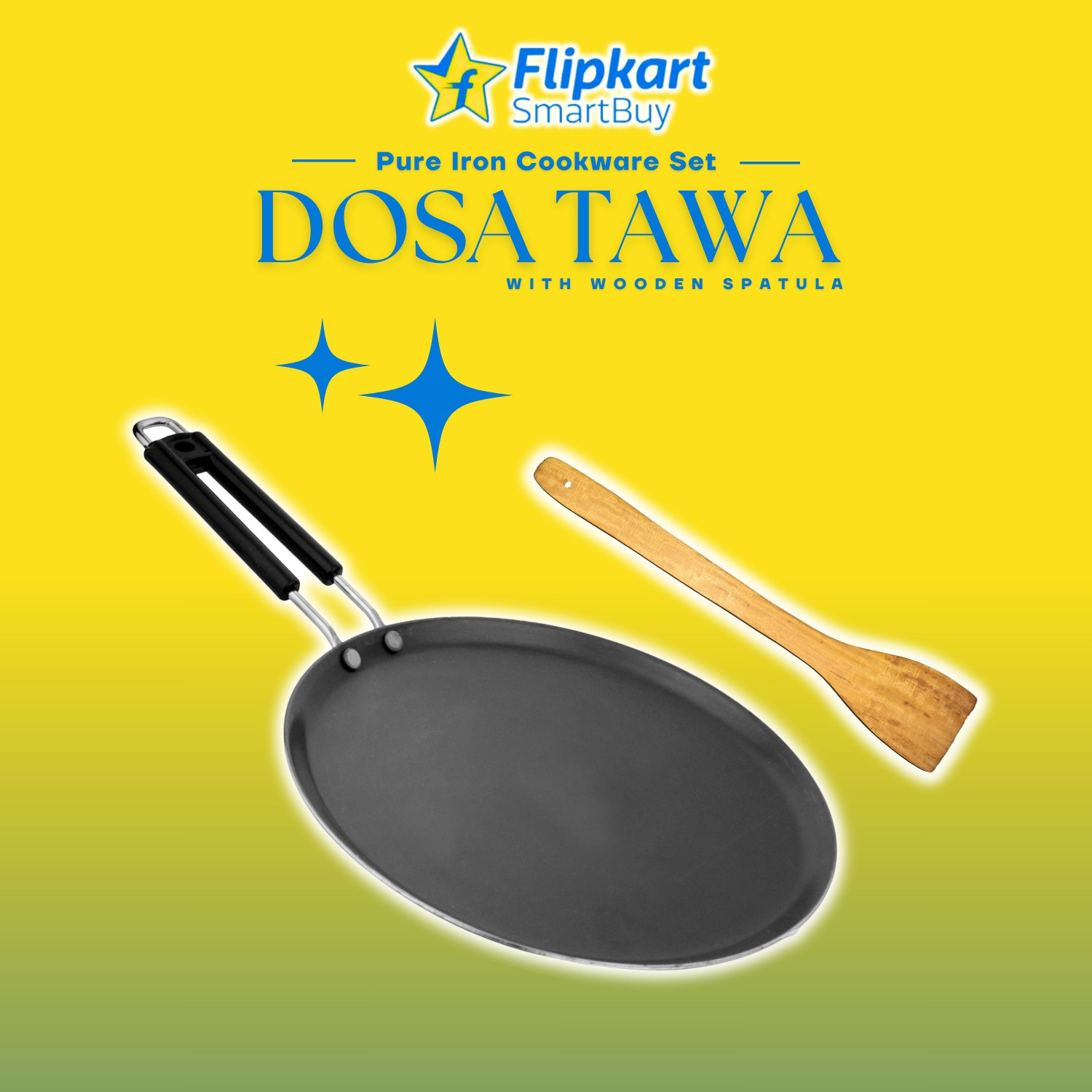 Image of Flipkart SmartBuy Traditional Pure Iron Tawa 9.5-Inch - Ideal for Crispy Dosas and Roti Tawa 24 cm diameter