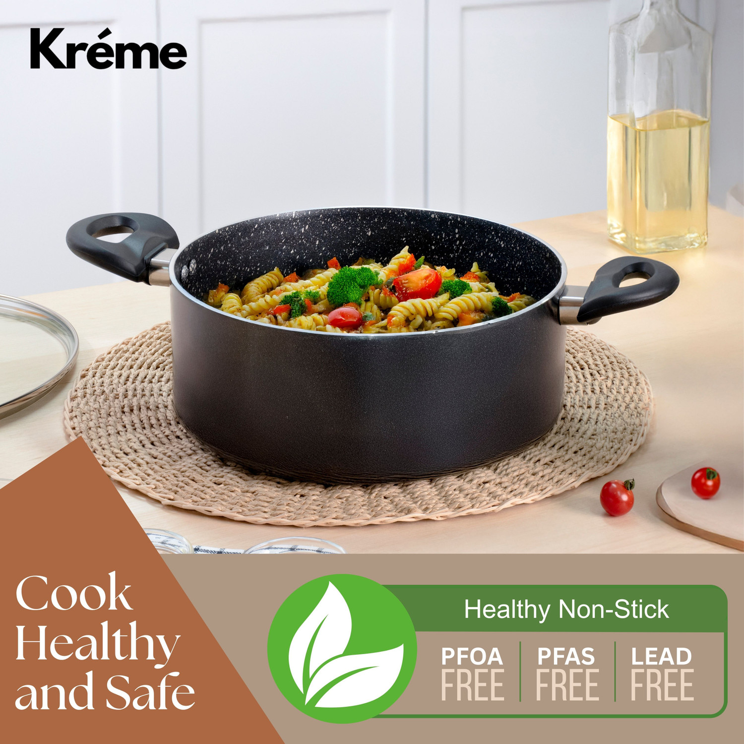 Image of Kreme Glaze Casserole / Biriyani Pot 4.5 Litre 25.5 cm. Pot 24 cm diameter 4.5 L capacity with Lid