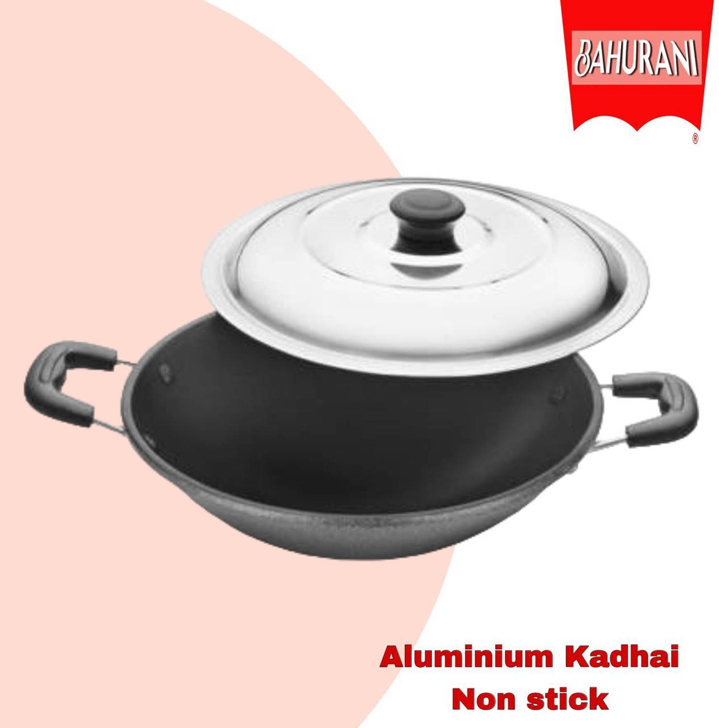 BAHURANI Aluminium 1.5 l non stick kadhai with lid included _200 Kadhai 22 cm diameter with Lid 1.5 L capacity