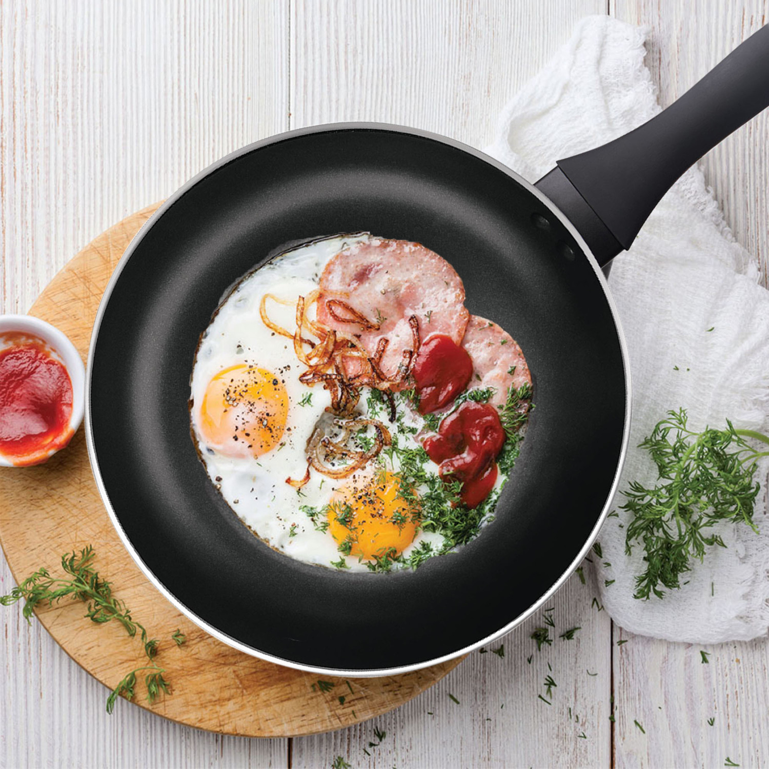 Image of MILTON Pro Cook Black Pearl Induction Fry Pan with Glass Lid, 22 cm Fry Pan 22 cm diameter with Lid 1.4 L capacity