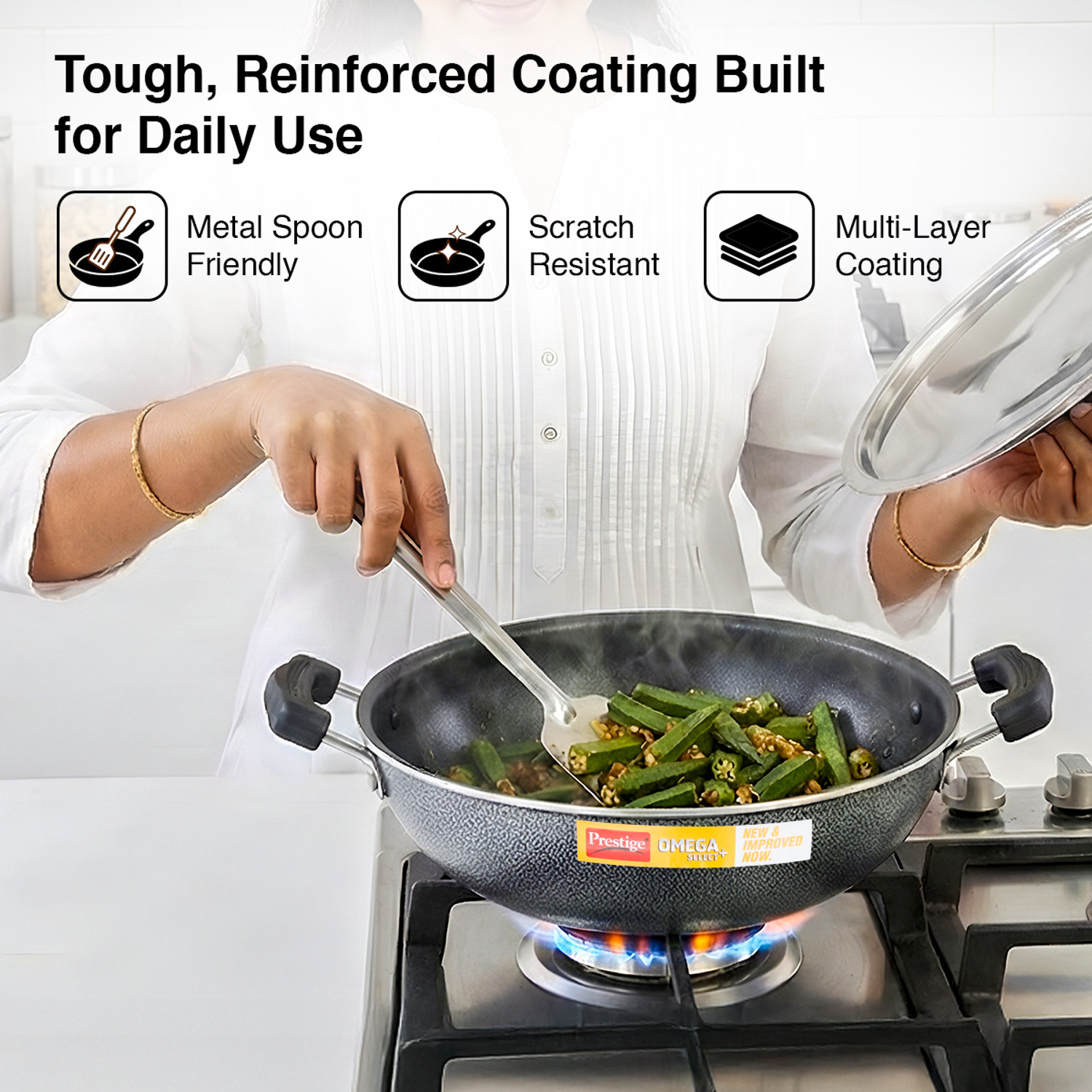 Image of Prestige Omega Select Plus Kadhai 25 cm diameter 1 L capacity