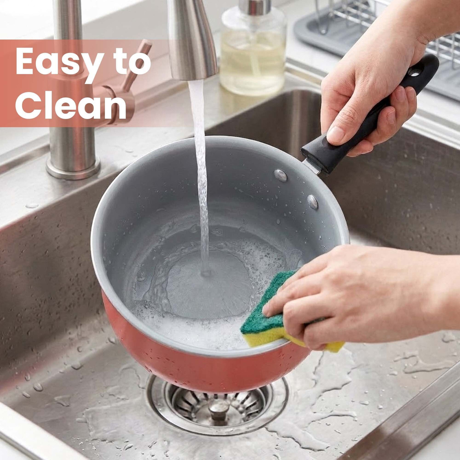 Image of Dozy Pink 2L Non-Stick Saucepan with Stay-Cool Handle Sauce Pan 18 cm diameter 2 L capacity