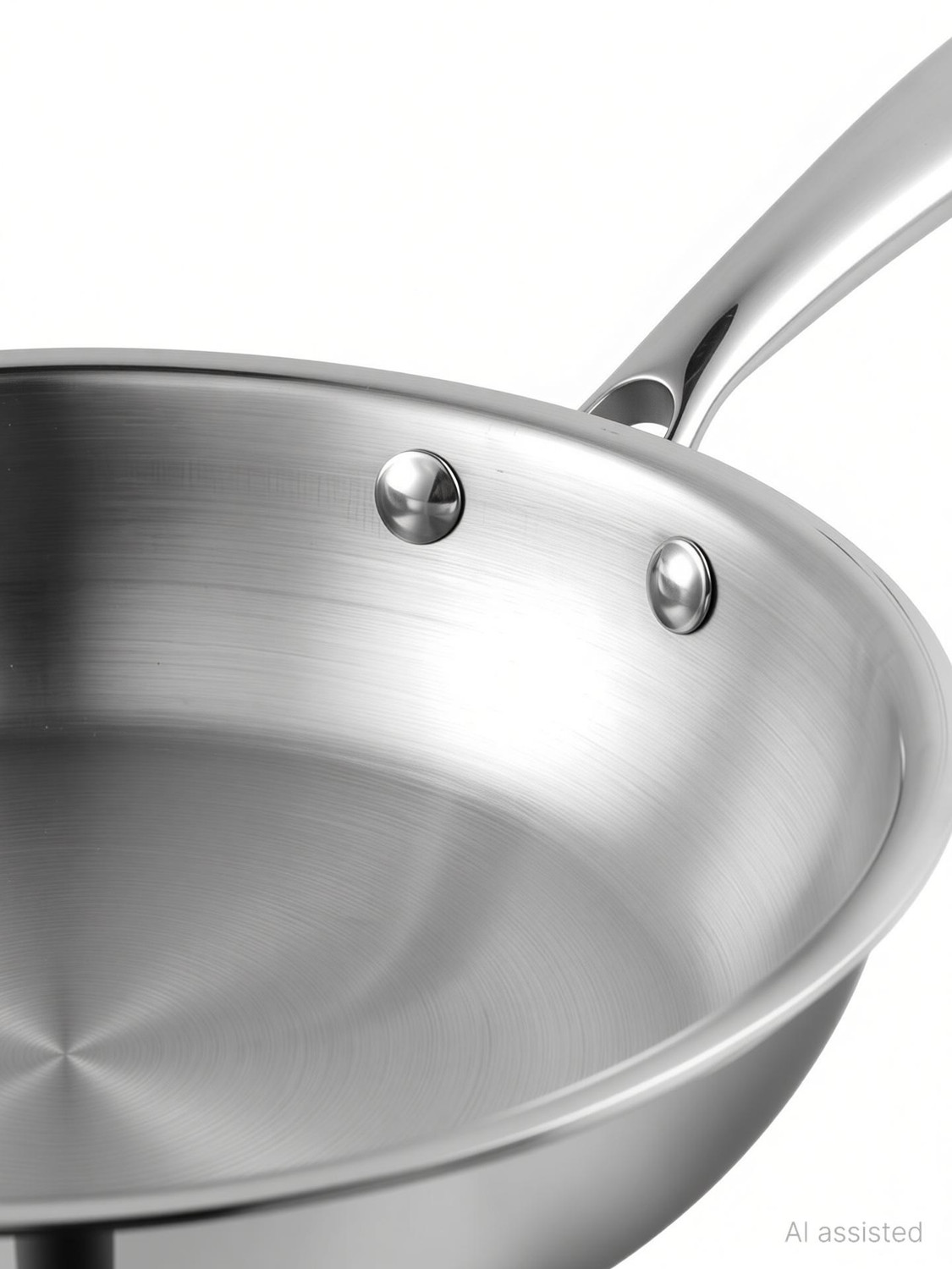 Image of VINOD Platinum Triply Stainless Steel Frypan 22 cm Diameter with Riveted Sturdy Handle Fry Pan 22 cm diameter 2.5 L capacity