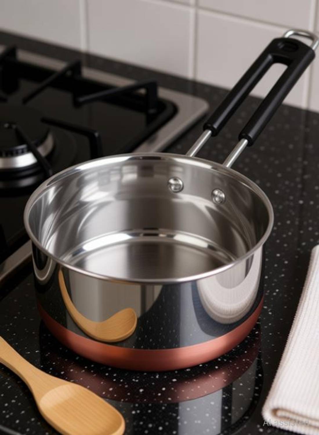 BLkitchenmart Stainless Steel Copper bottom Sauce Pan / MILK PAN / TEA PAN Sauce Pan 15.5 cm diameter 1 L capacity