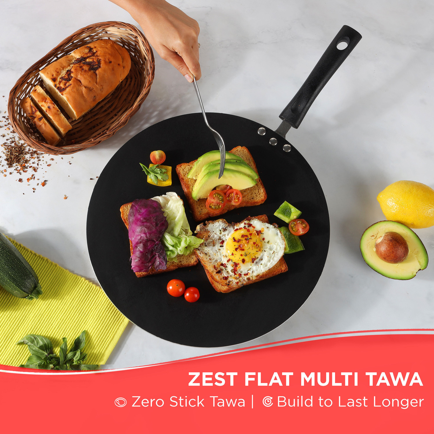 Image of VINOD Zest Non-Stick Flat Multi Tawa 30 cm diameter