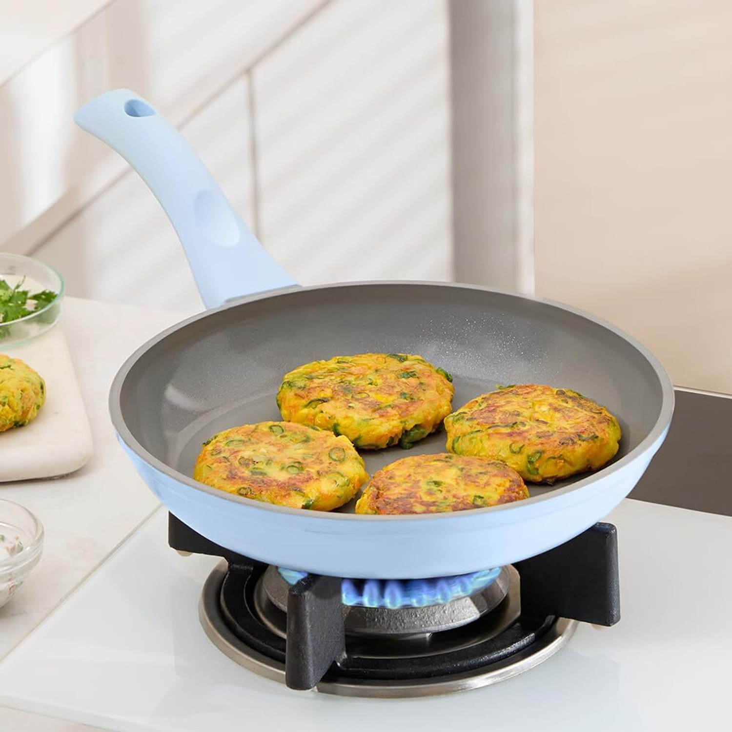 Image of BOROSIL 1.1L (22cm) Ceramic Vajra Series Fry Pan, Gas Stove & Induction Compatible Fry Pan 22 cm diameter 1.1 L capacity