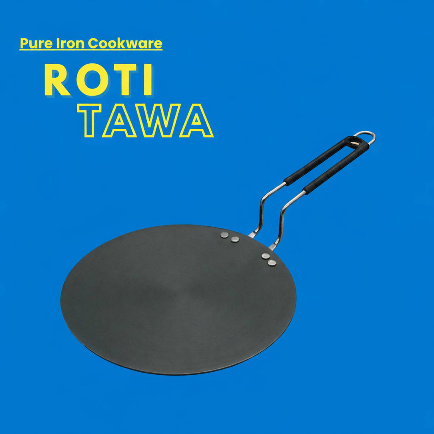 Flipkart SmartBuy Pure Iron Pre-Seasoned Tawa | 4-Rivet Grip Handle | Even Heating Tawa 25.5 cm diameter — Tawa & Griddles