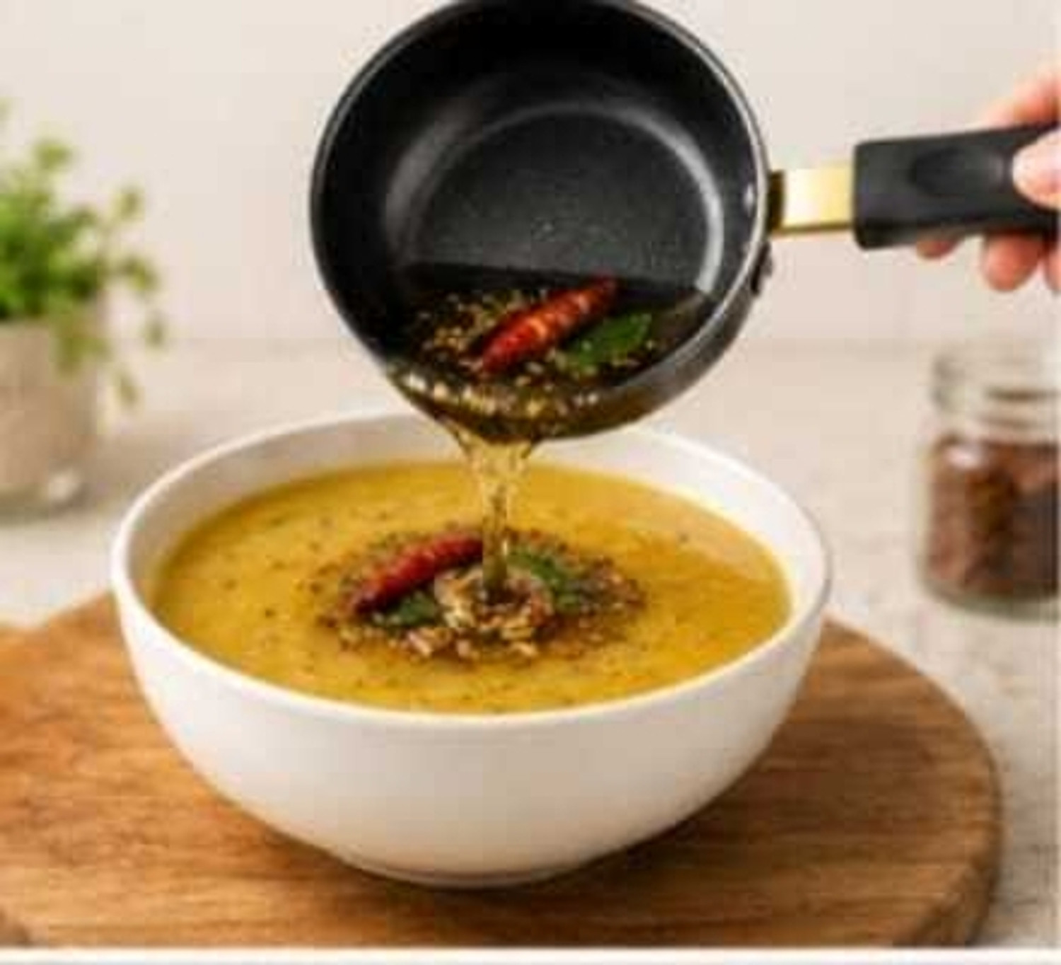 Image of LAVESH ENTERPRISES Mini Non-Stick Tadka Pan for Daily Cooking Tadka Pan 10 cm diameter 0.5 L capacity