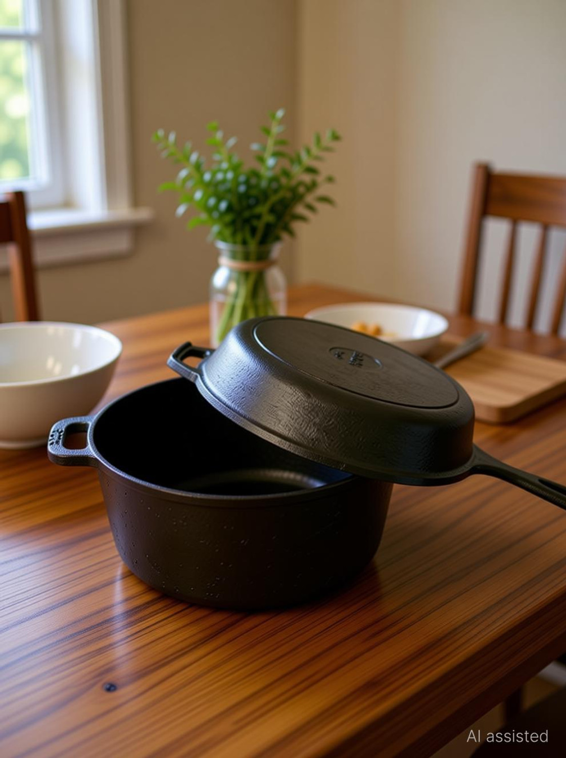Image of Rock Tawa Cast Iron Combo 3Lts Dutch Oven / 8 Inch Pan Pre-Seasoned Pot 20.3 cm diameter 3 L capacity