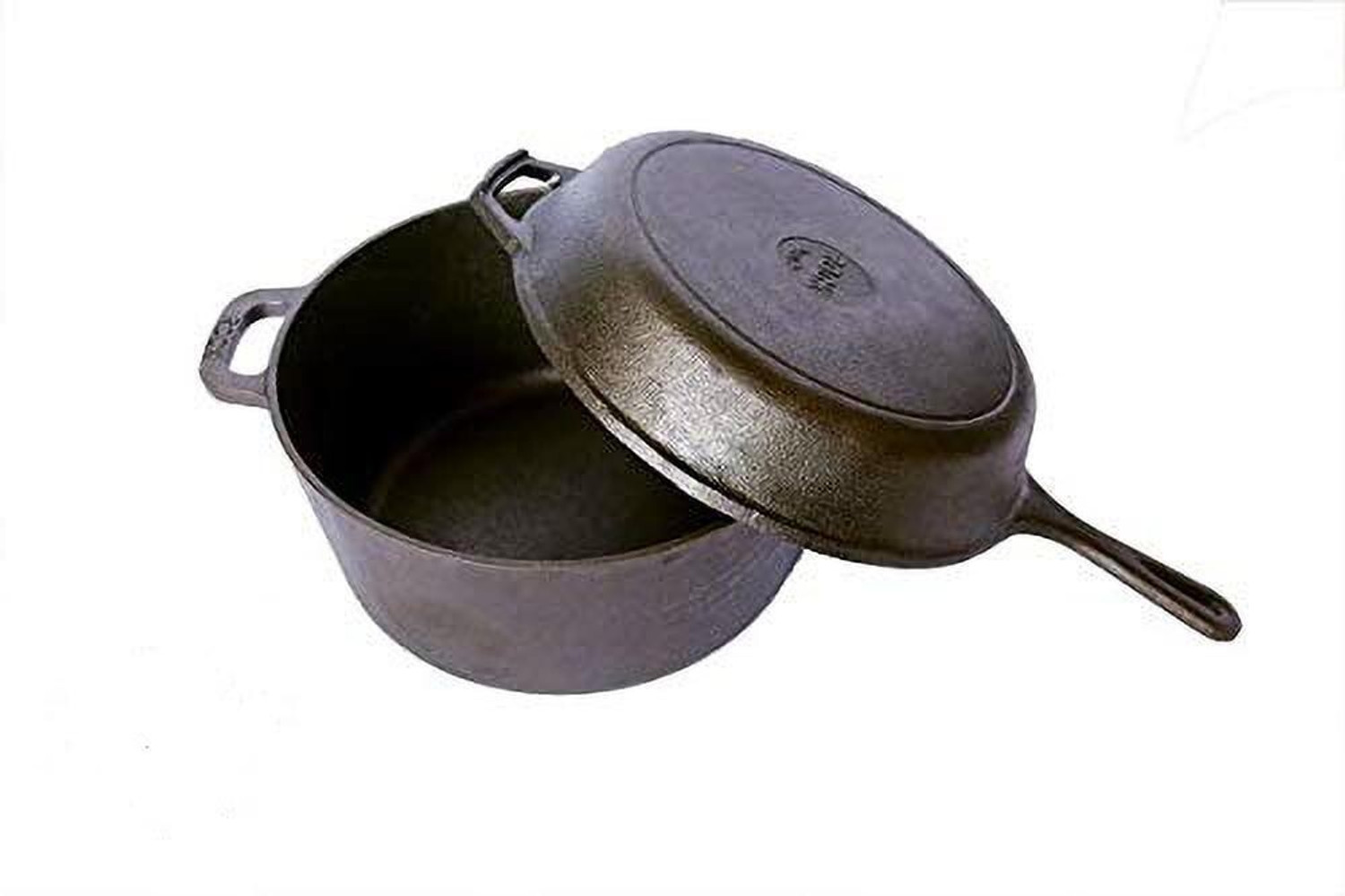 Image of Rock Tawa Cast Iron Combo 3Lts Dutch Oven / 8 Inch Pan Pre-Seasoned Pot 20.3 cm diameter 3 L capacity
