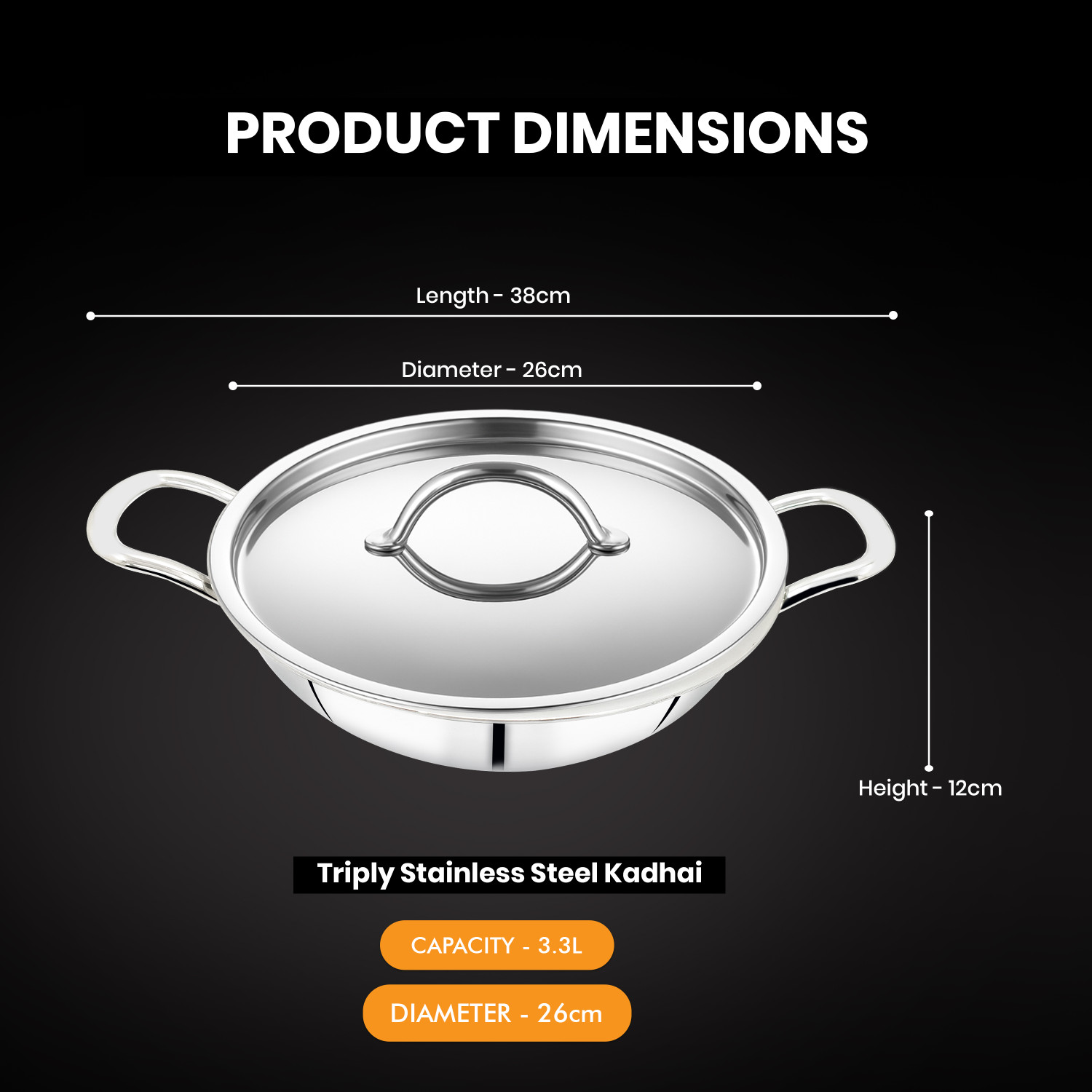 Image of Sigri-wala Cook Healthy Honey Combmesh With SSLID- Kadhai 26 cm diameter with Lid 3.3 L capacity