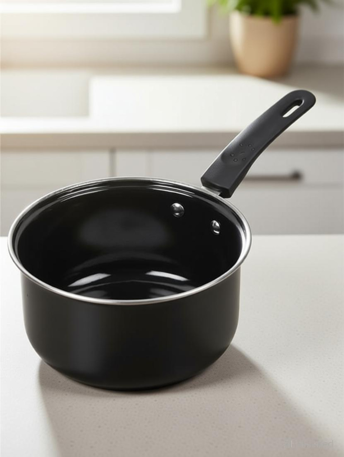 Image of Modern Essentials Black Non stick Tadka / Saucepan / Sauce pan / Milk pan / Tea Pan / Tea maker Sauce Pan 17 cm diameter 1.4 L capacity