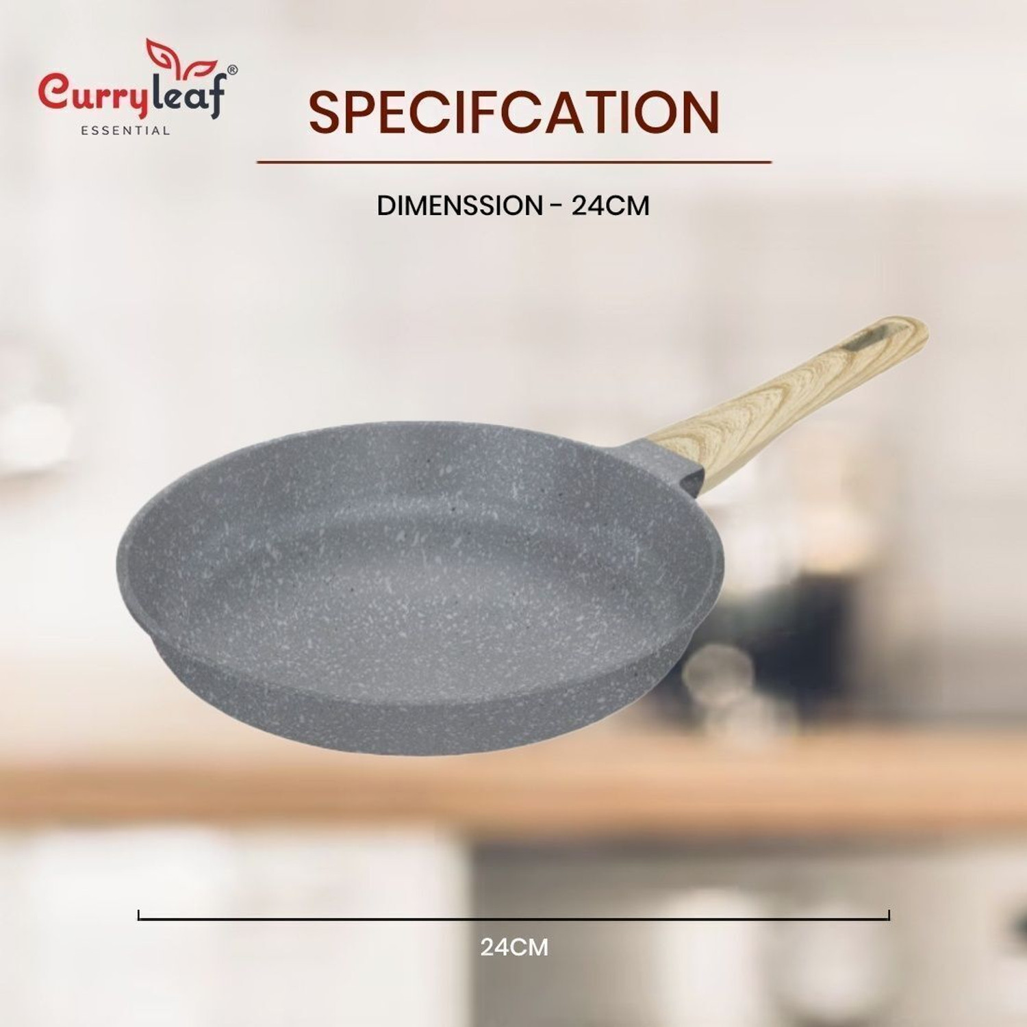 Image of curry leaf KEONA MARBLE Fry Pan 24 cm diameter 2 L capacity