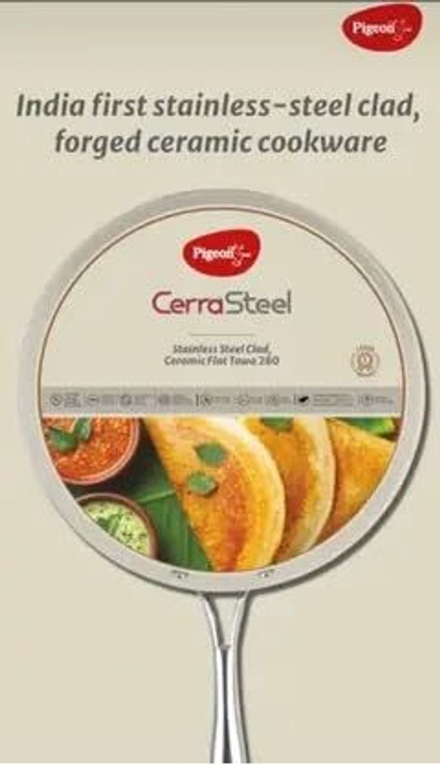 Image of Pigeon cerrasteel ceramic flat tawa Tawa 27 cm diameter