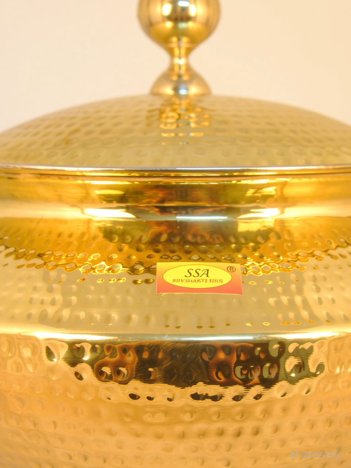 Image of Shivshakti Arts Brass Hammered Biryani Handi Chaffing Dish Patili with Lid,Tin Lining,Cookware Handi 15 L with Lid