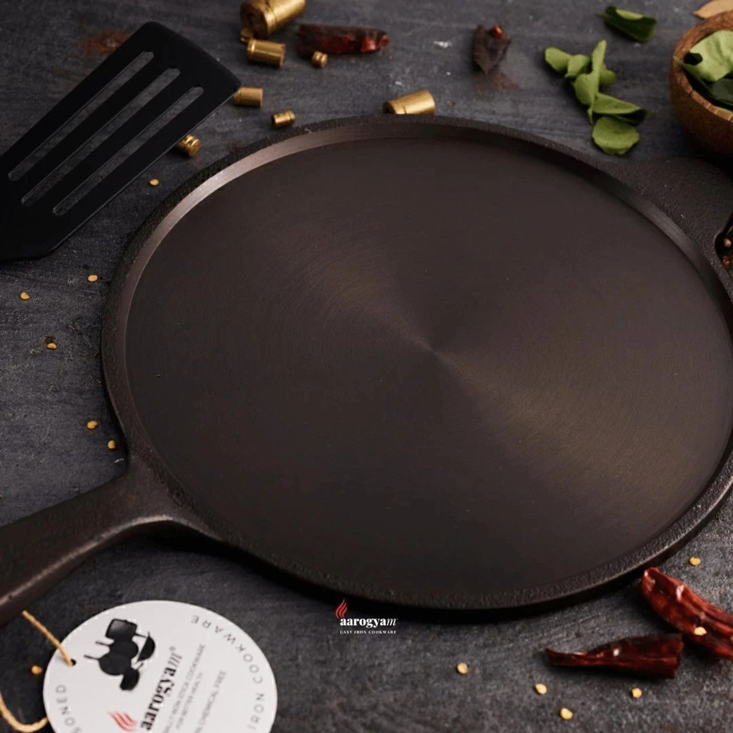 Image of Aarogyam Cast Iron Tawa Naturally Non Stick 11.5 Inch Diameter Tawa 29.2 cm diameter