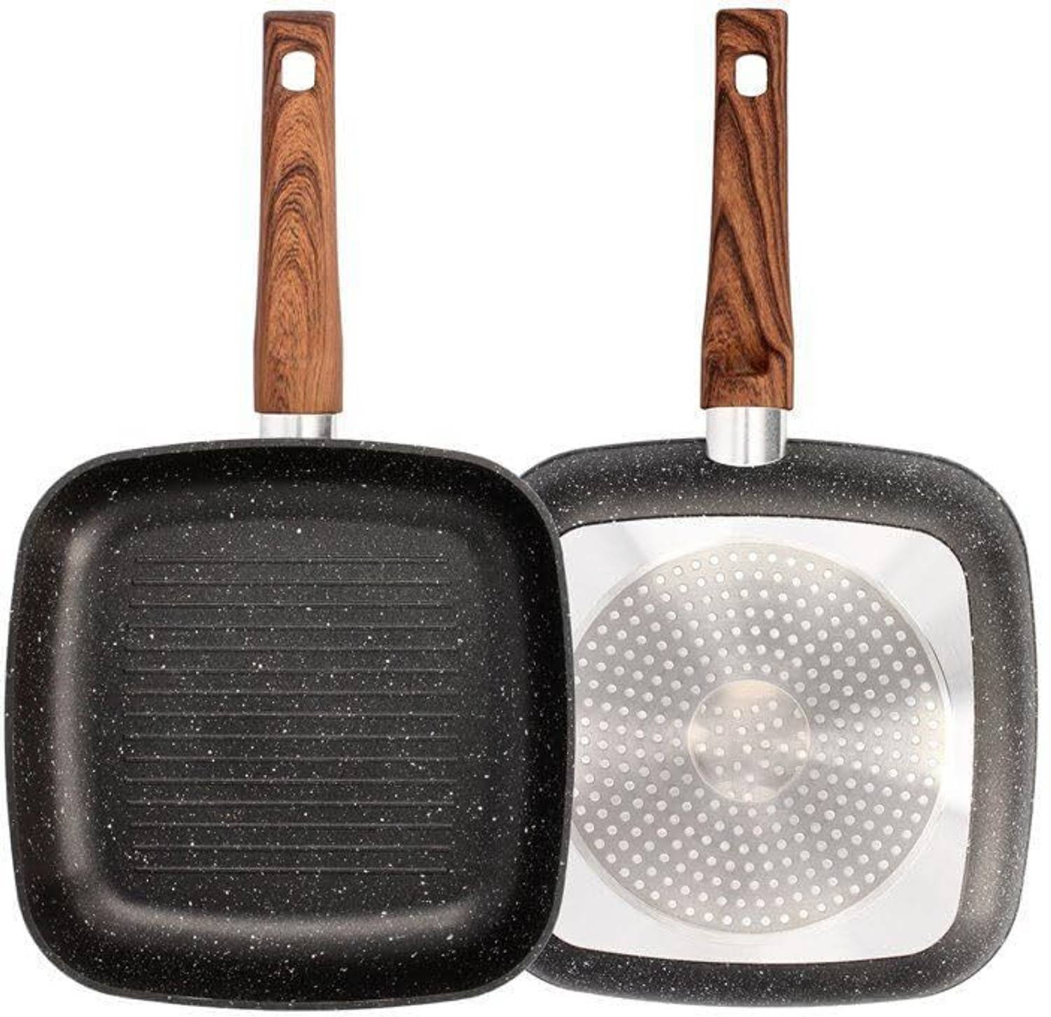 4tens Aluminium Ultimate Forged Non-Stick Grill pan Heatdot Technology Base, Food Safe Grill Pan 24 cm diameter 1 L capacity